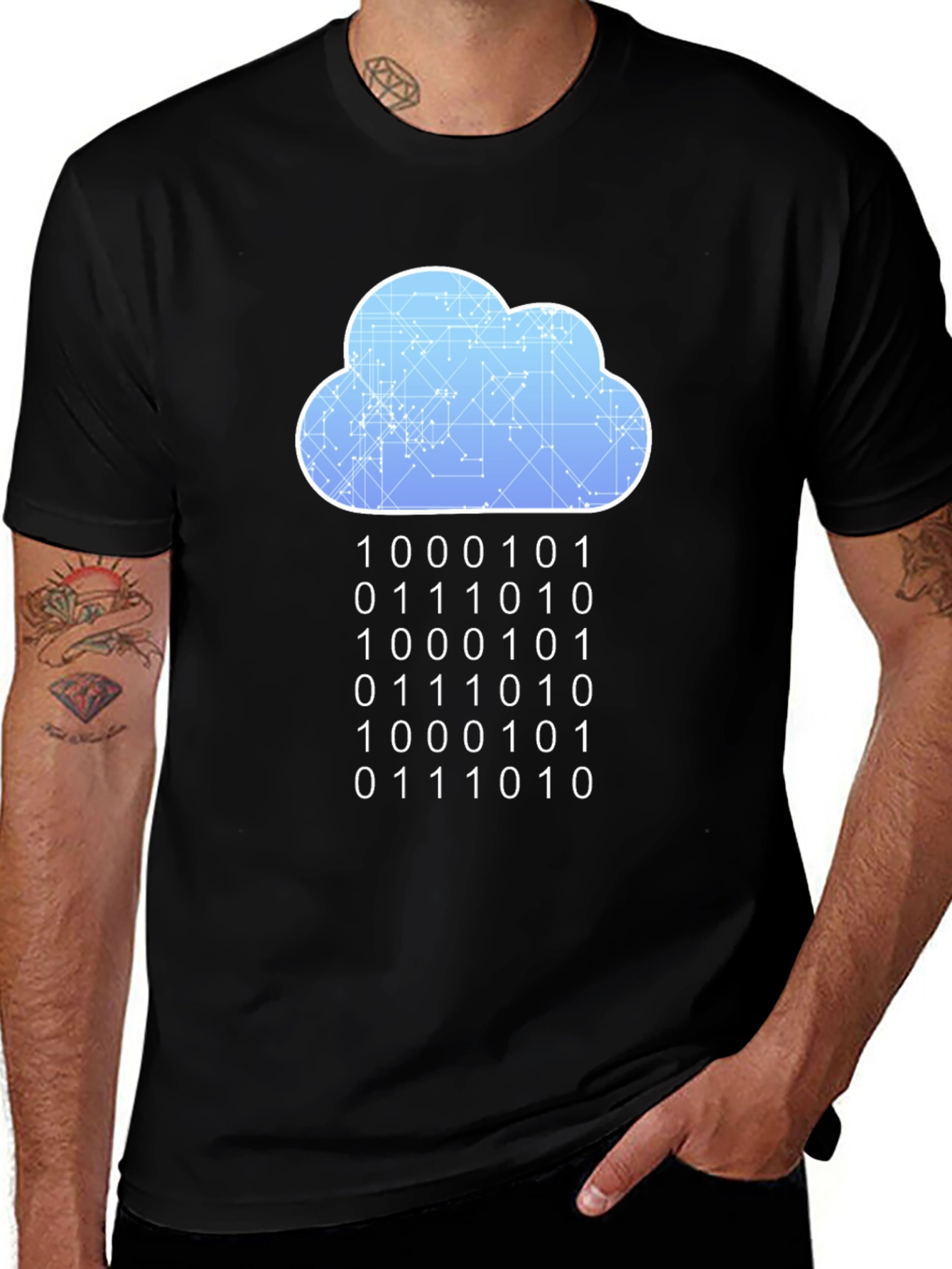 Cloud Binary Code T-Shirt - Programmer Style