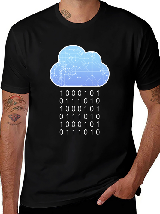 Cloud Binary Code T-Shirt - Programmer Style