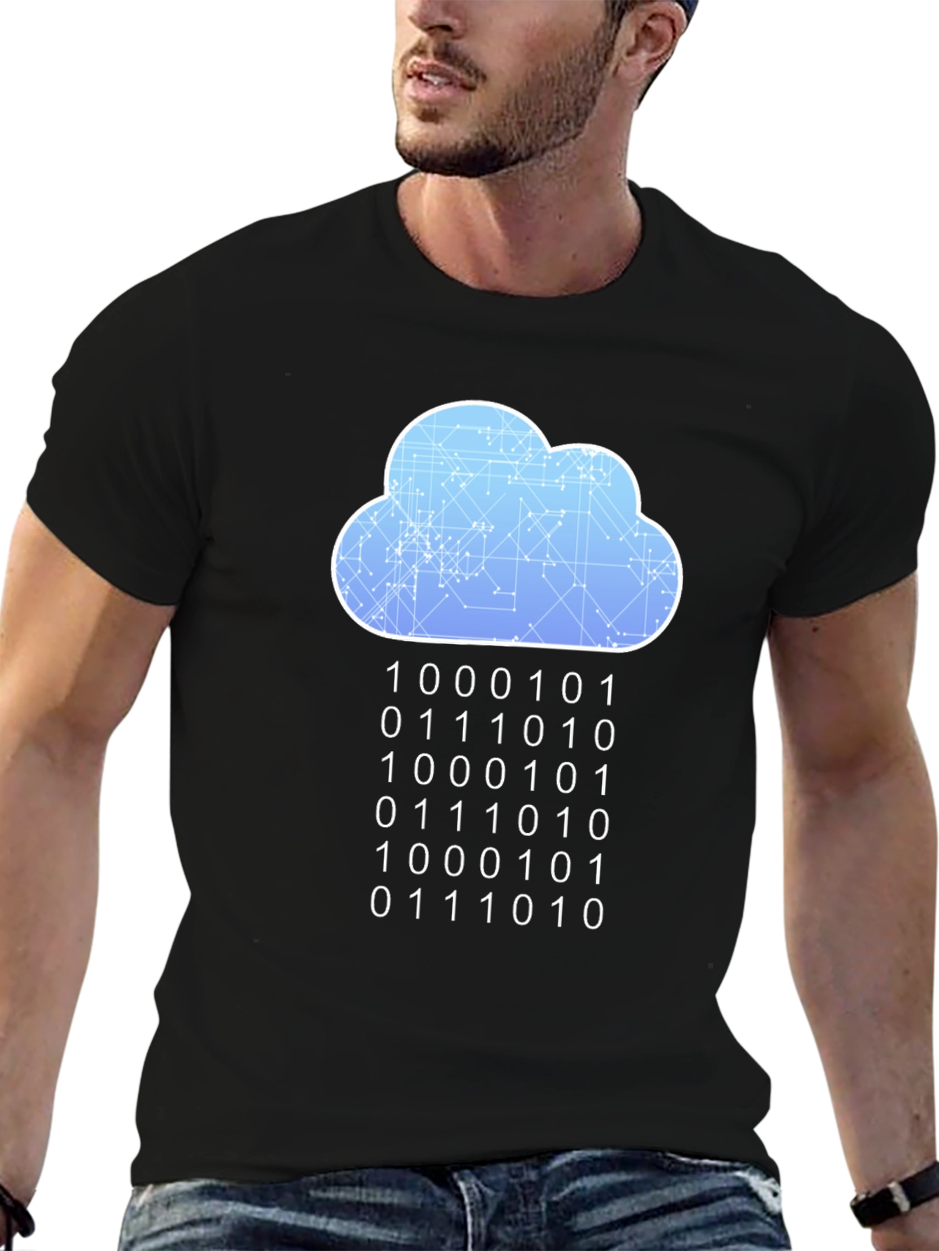 Cloud Binary Code T-Shirt - Programmer Style