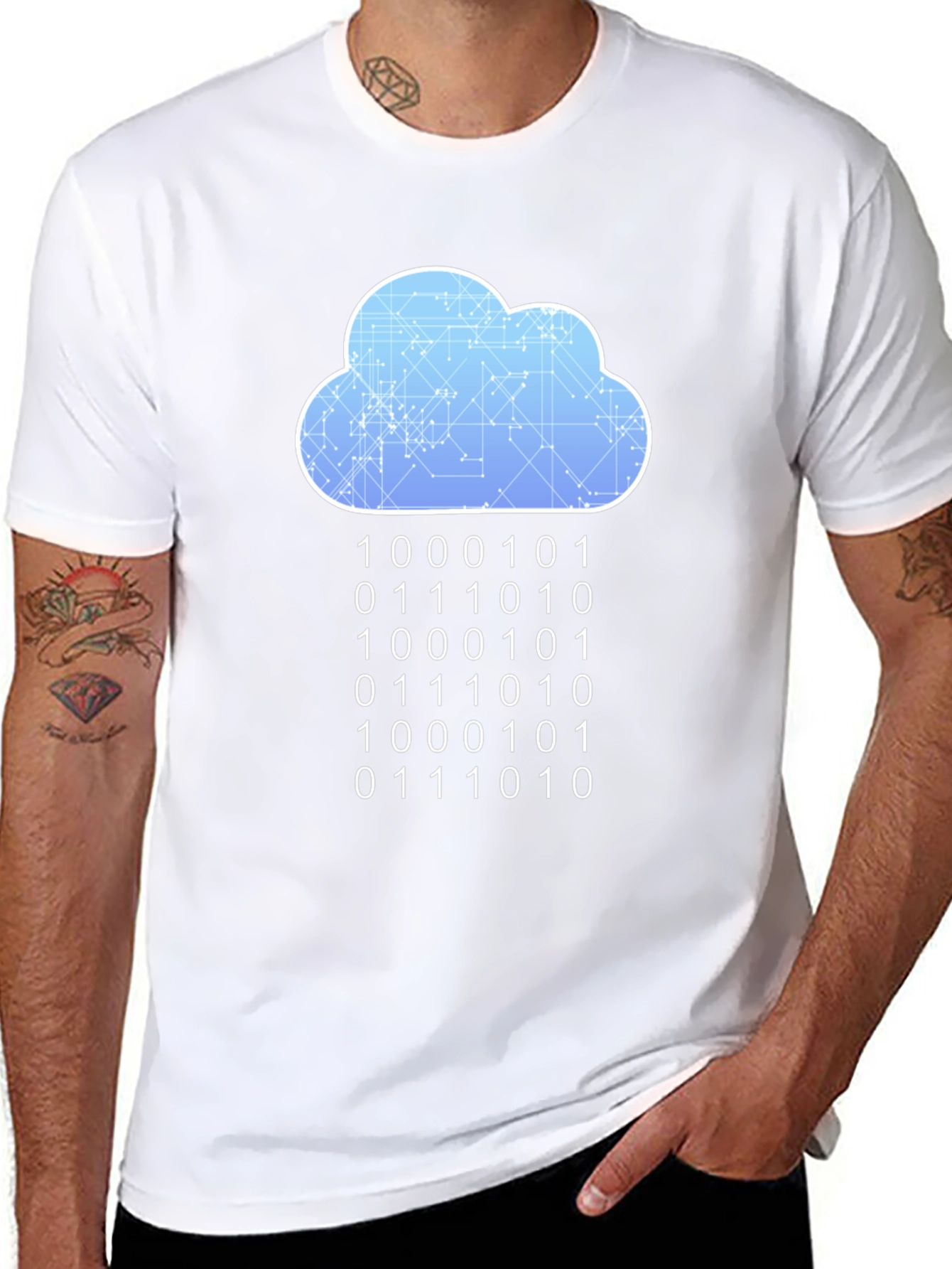 Cloud Binary Code T-Shirt - Programmer Style