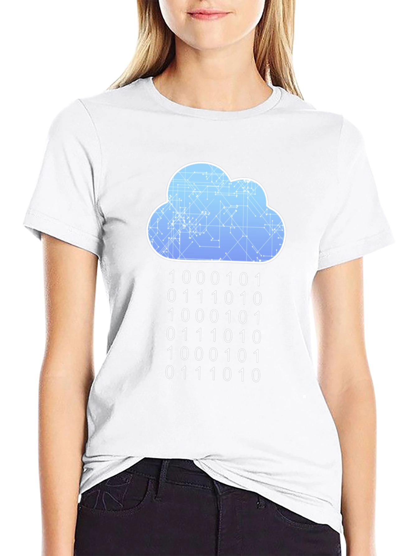 Cloud Binary Code T-Shirt - Programmer Style