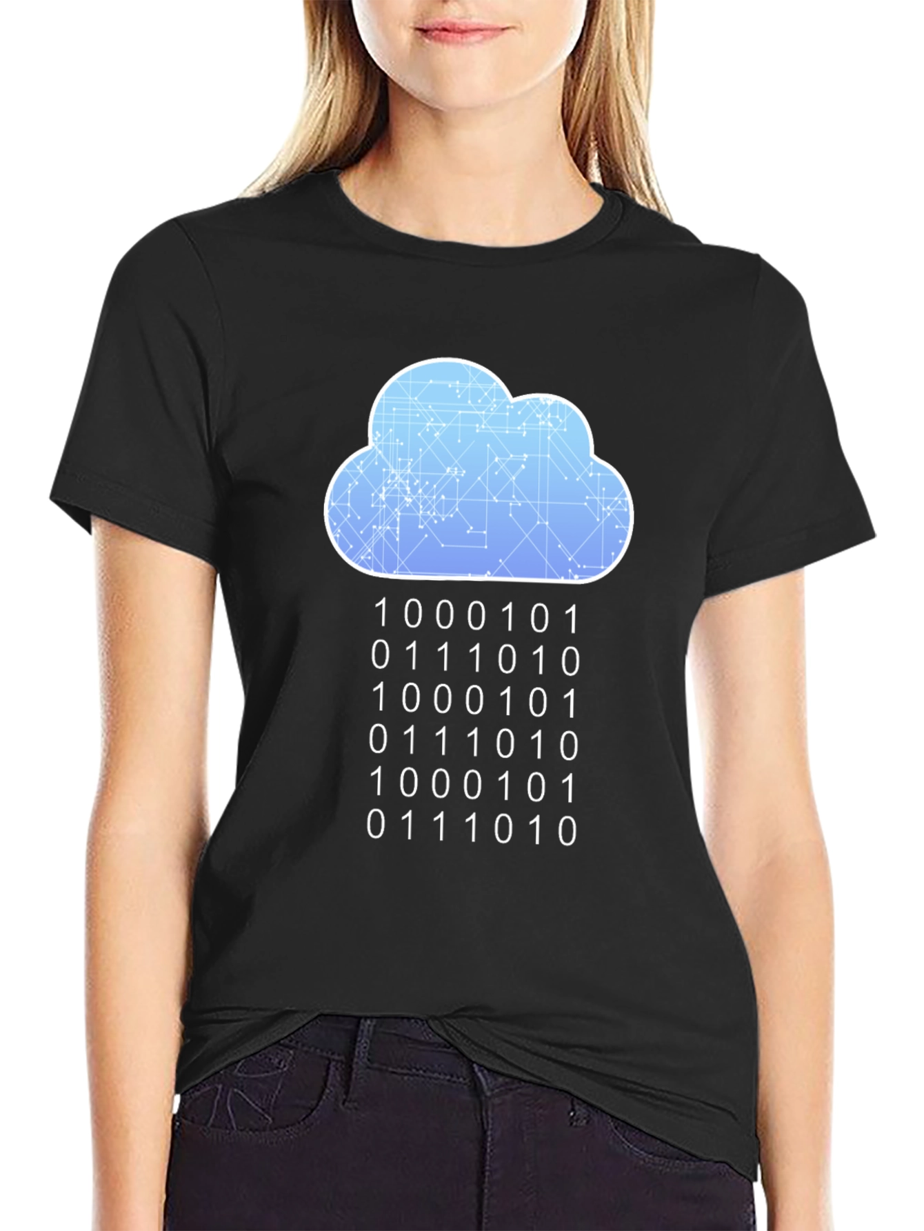 Cloud Binary Code T-Shirt - Programmer Style