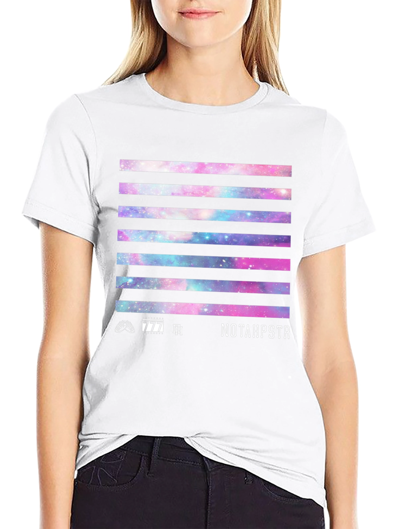 Galaxy Stripe Graphic Tee - NOTAHPSTR Black T-Shirt