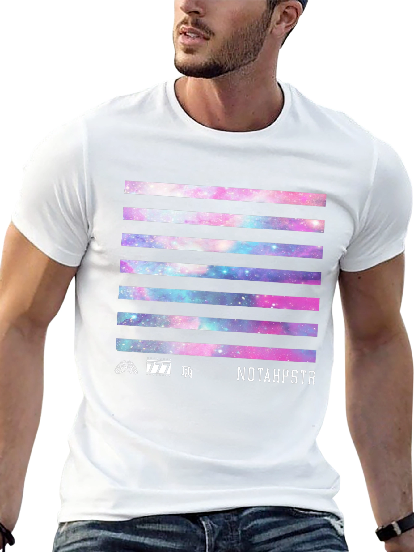 Galaxy Stripe Graphic Tee - NOTAHPSTR Black T-Shirt