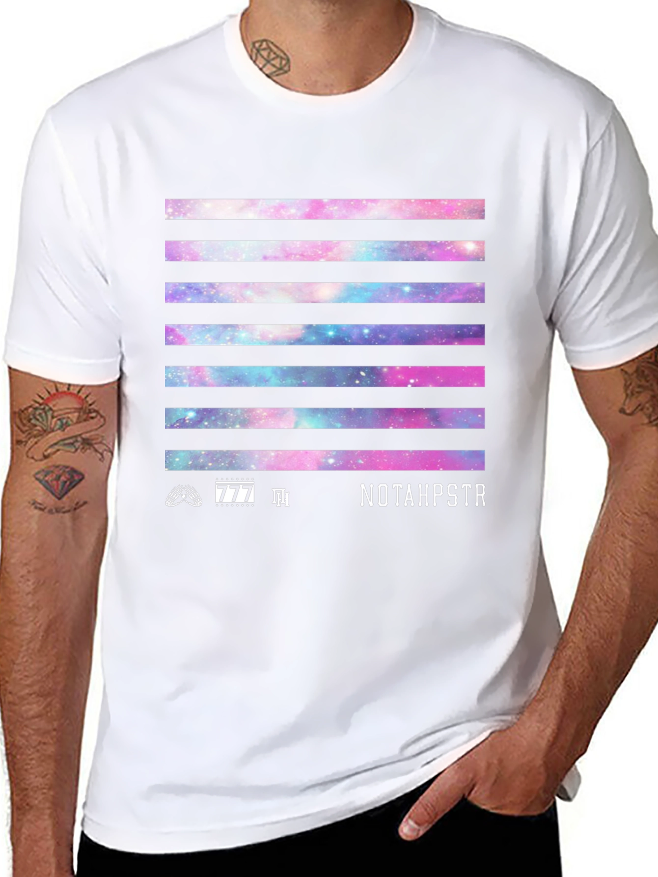 Galaxy Stripe Graphic Tee - NOTAHPSTR Black T-Shirt