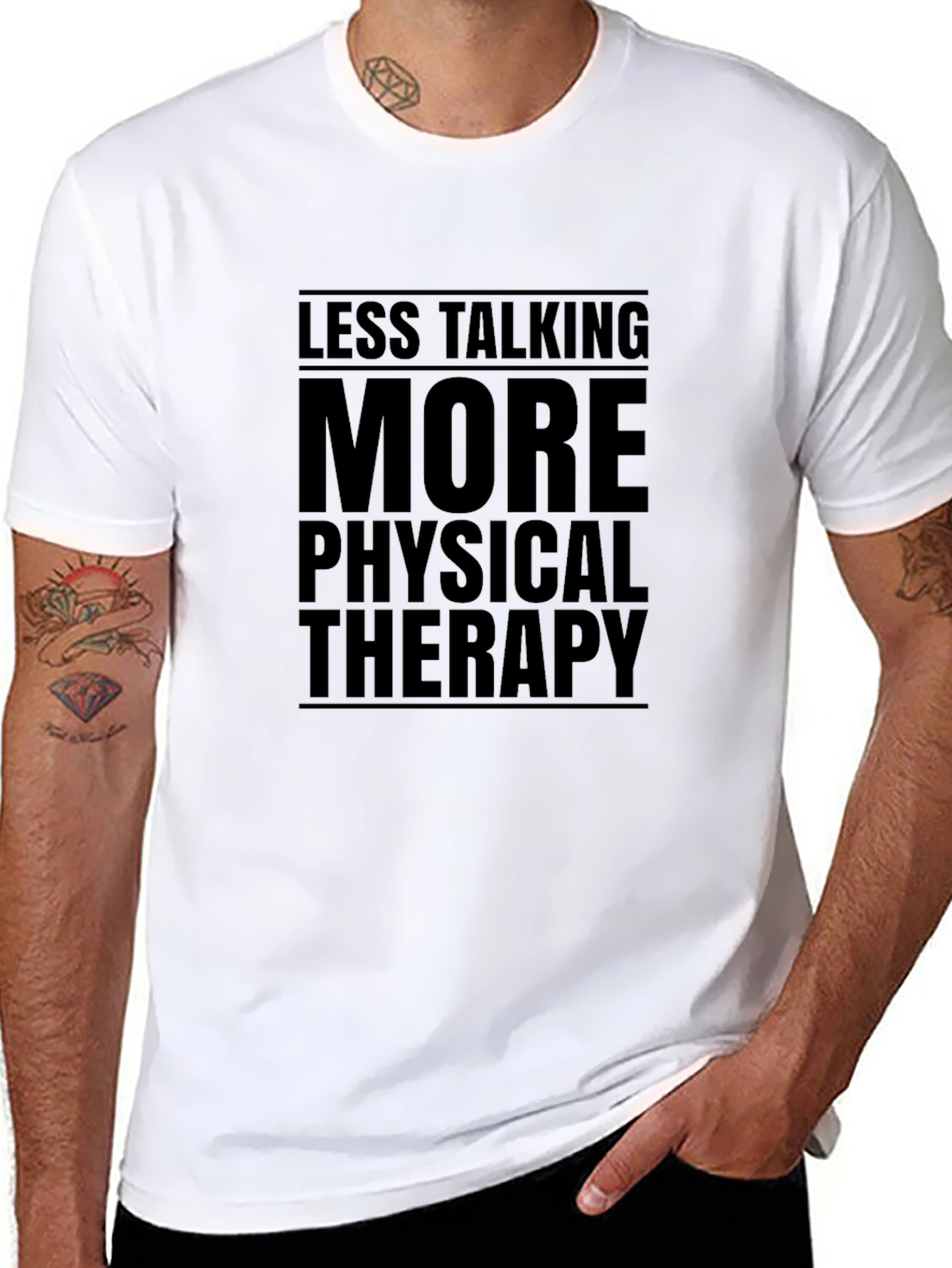 Less Talking More Physical Therapy Black Graphic T-Shirt