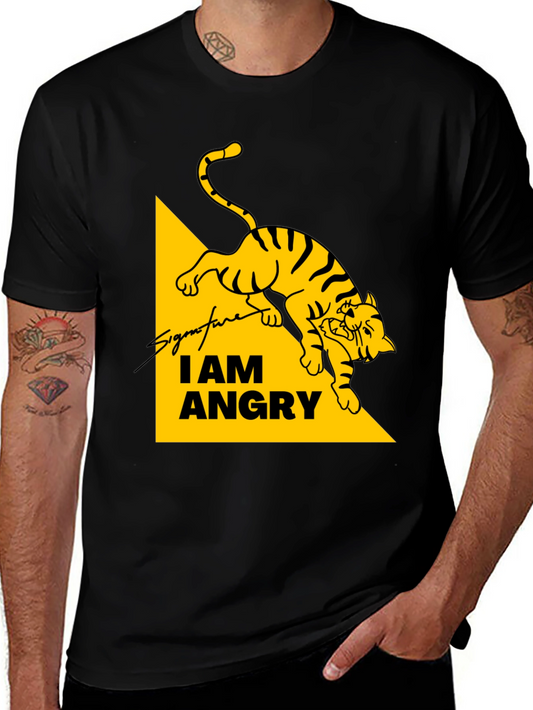 I am Angry Tiger Graphic Tee - Black Cotton T-Shirt
