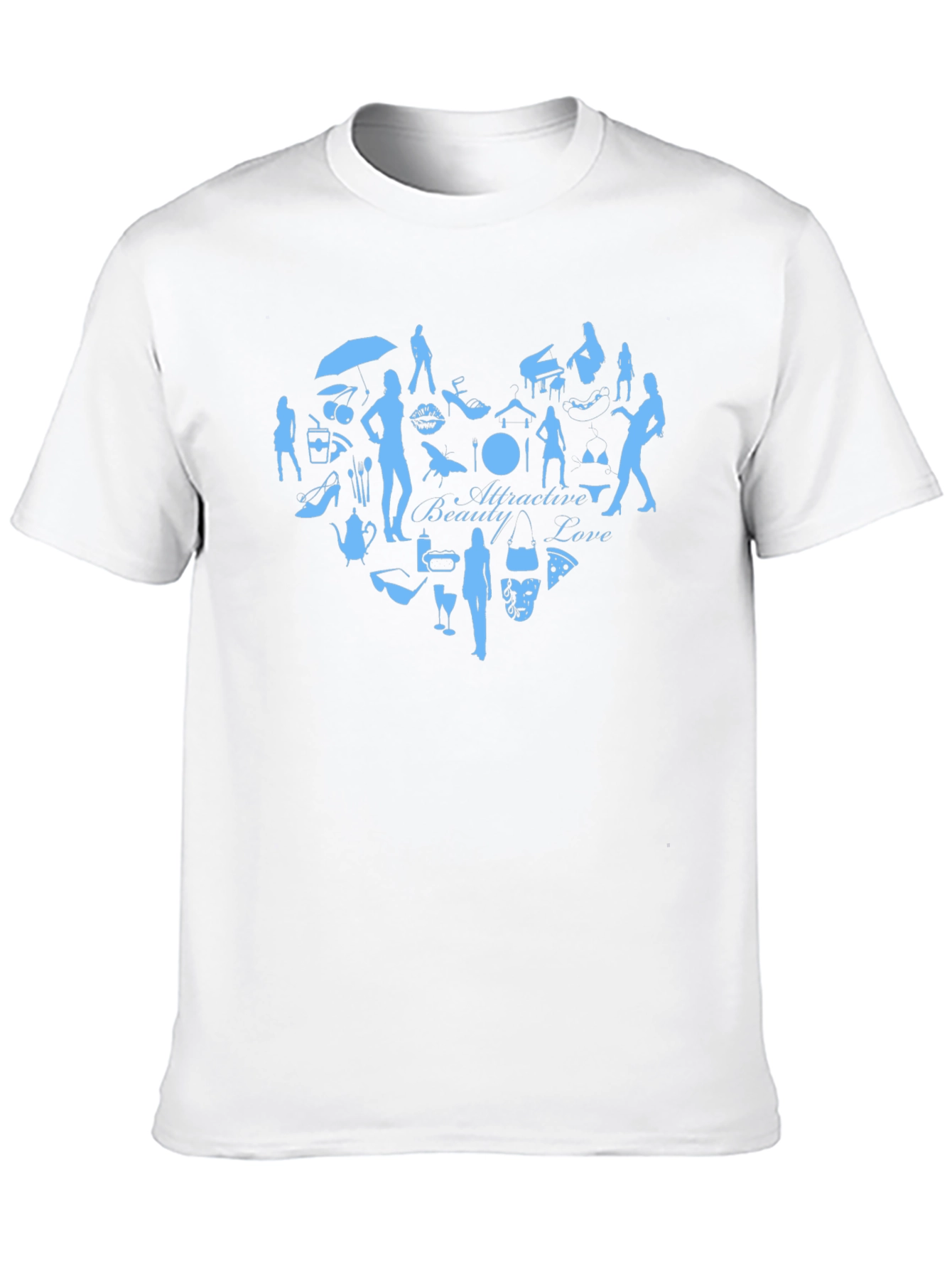 Attractive Beauty Love Graphic Tee - Black Cotton T-Shirt