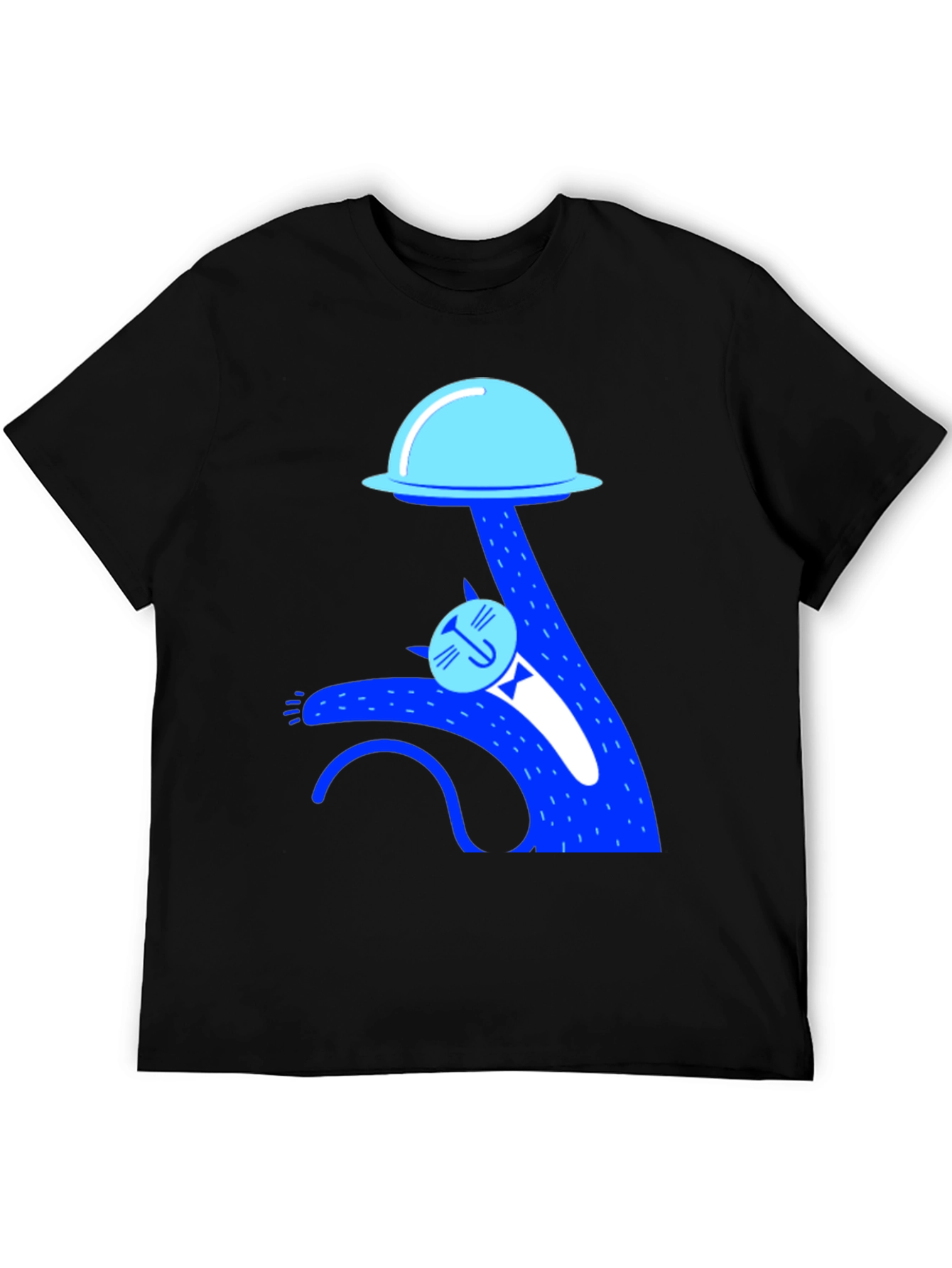 Whimsical Cat UFO Abduction Black T-Shirt