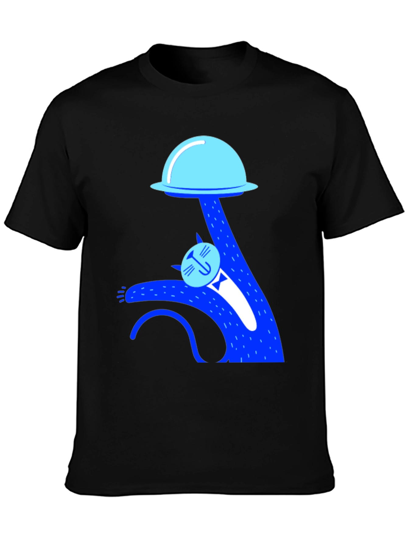 Whimsical Cat UFO Abduction Black T-Shirt