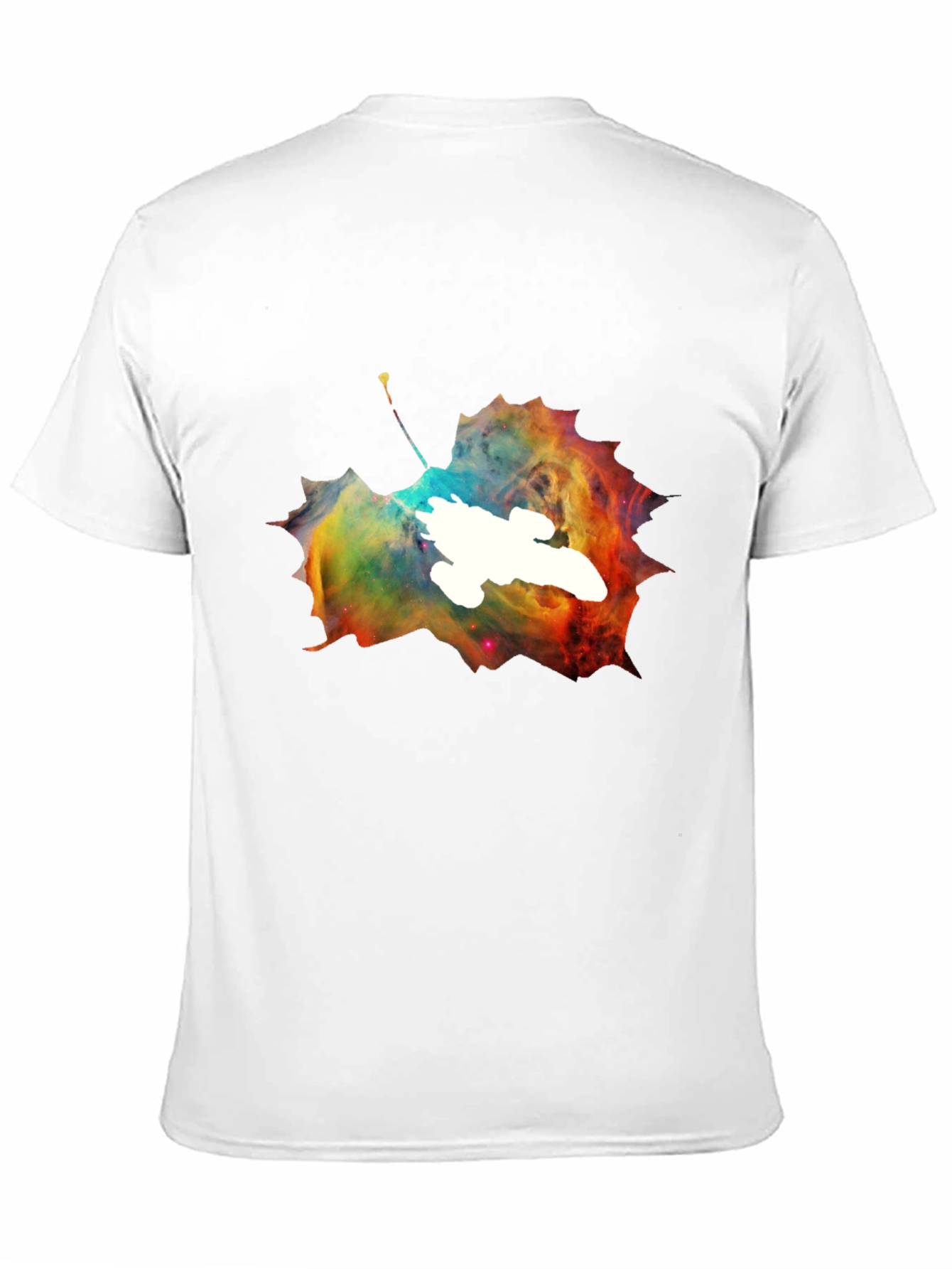 Nebula Leaf Graphic Tee - Trendy Space Design Shirt