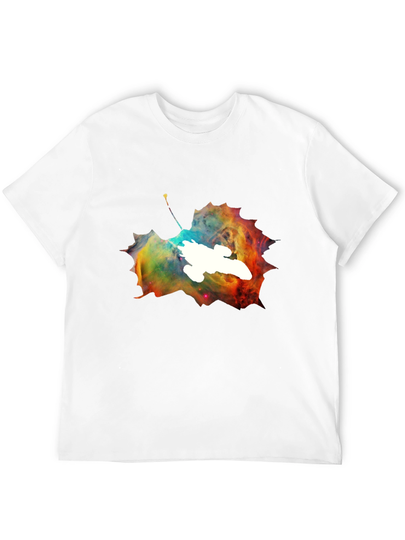 Nebula Leaf Graphic Tee - Trendy Space Design Shirt