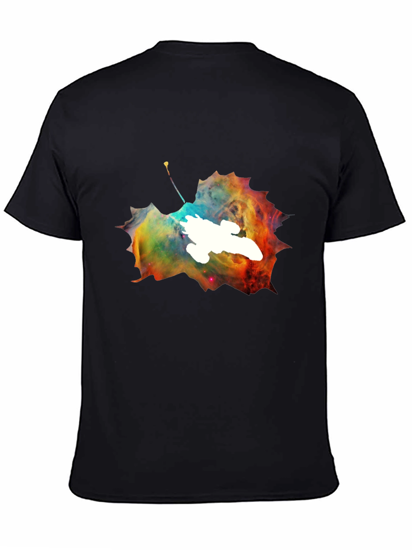 Nebula Leaf Graphic Tee - Trendy Space Design Shirt