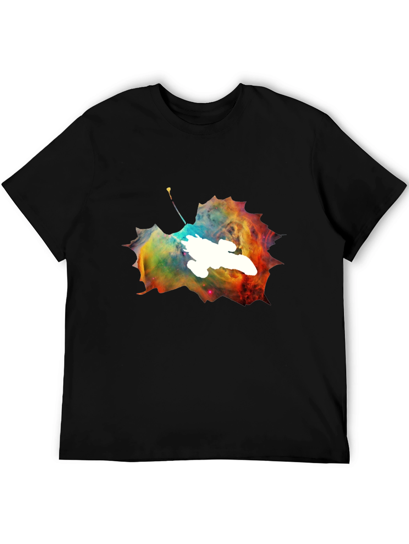 Nebula Leaf Graphic Tee - Trendy Space Design Shirt