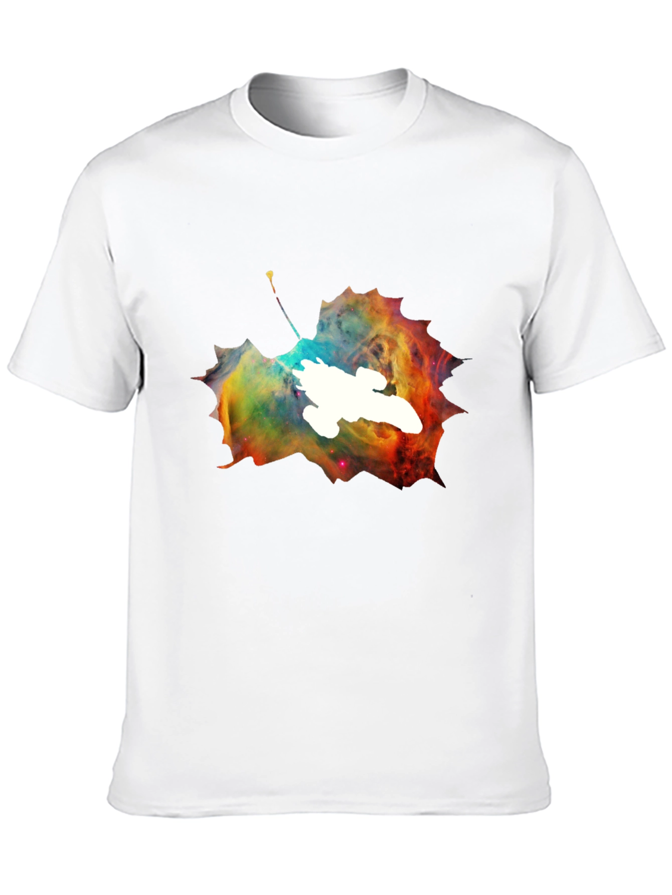 Nebula Leaf Graphic Tee - Trendy Space Design Shirt