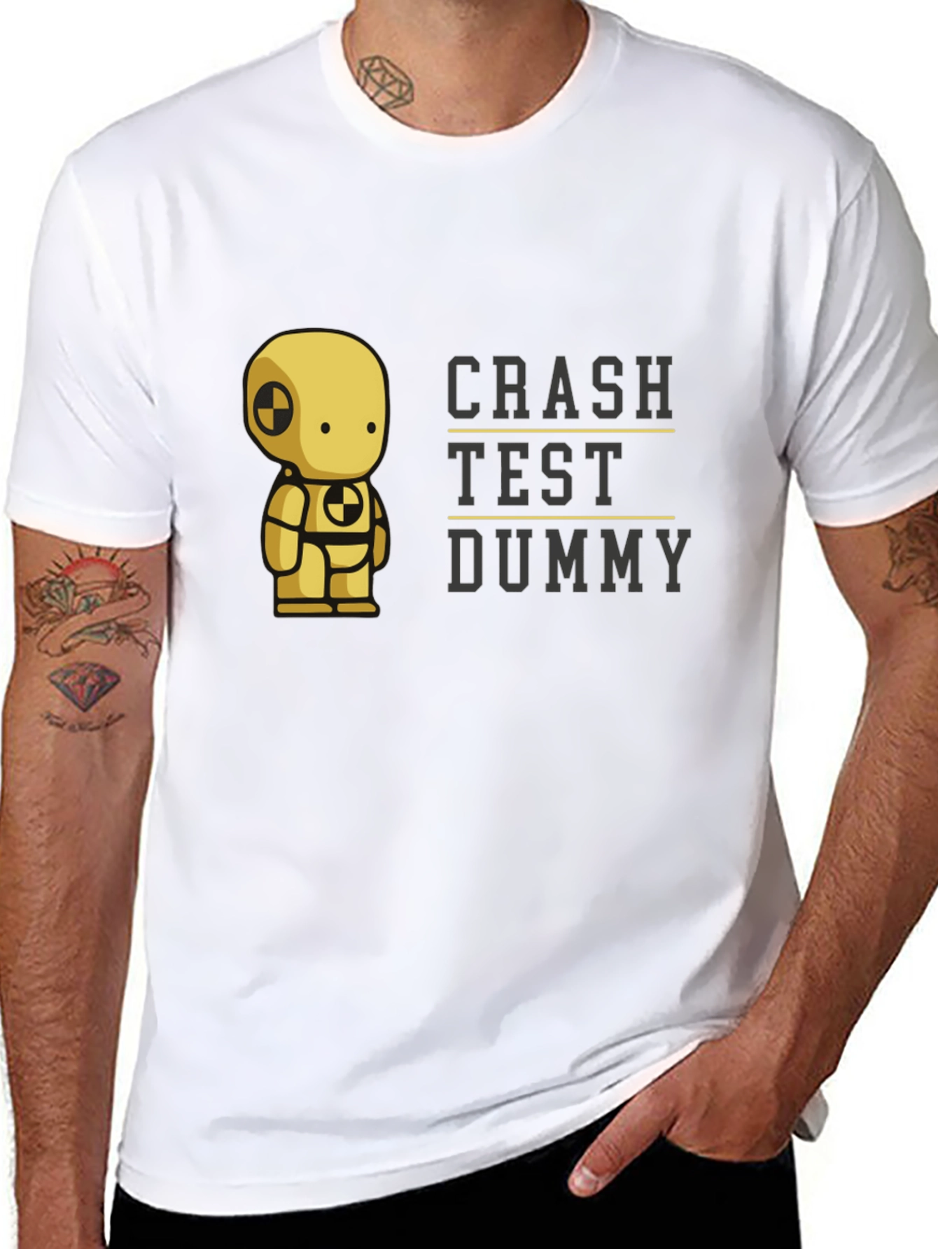 Crash Test Dummy Graphic Tee - Black Cotton T-Shirt