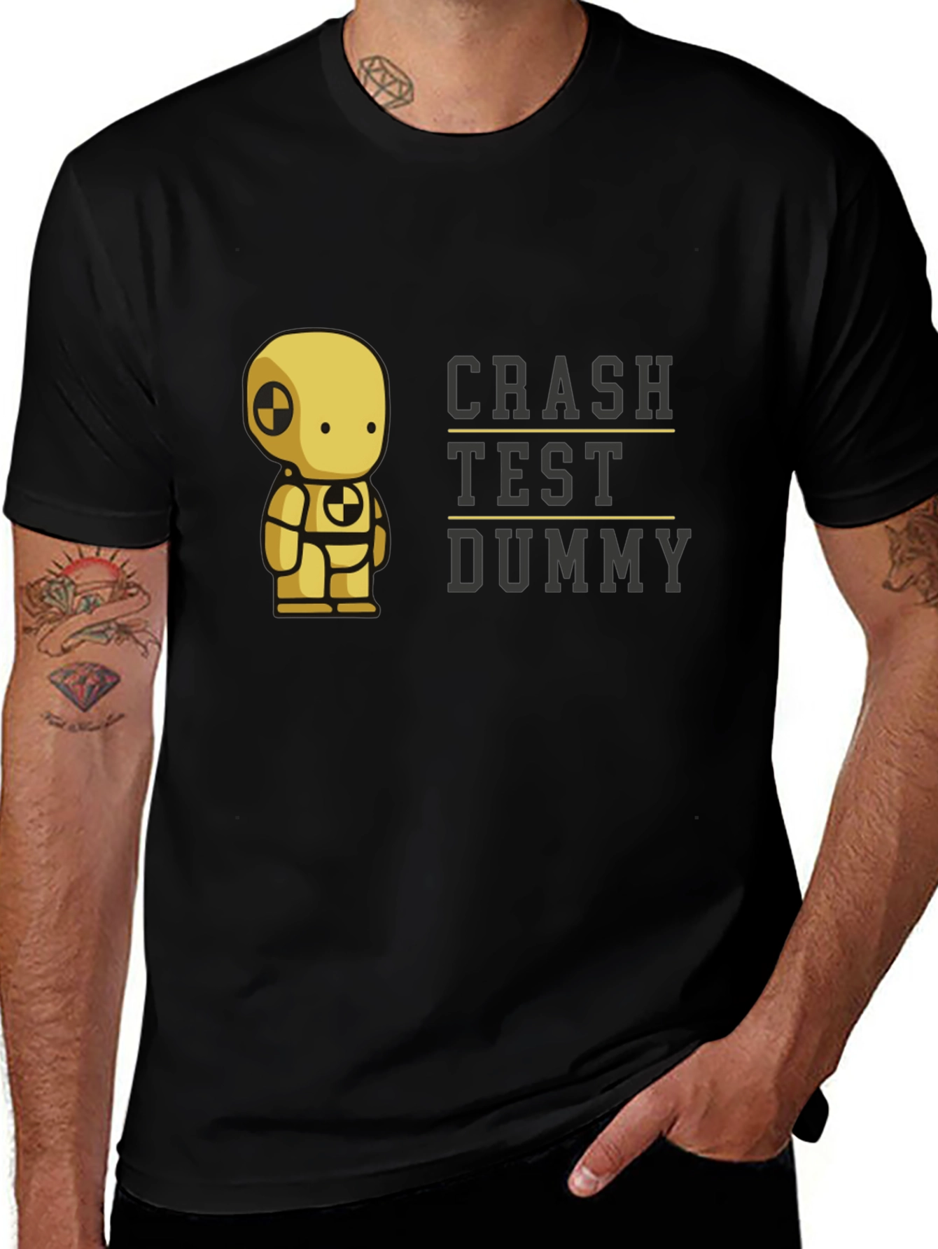 Crash Test Dummy Graphic Tee - Black Cotton T-Shirt