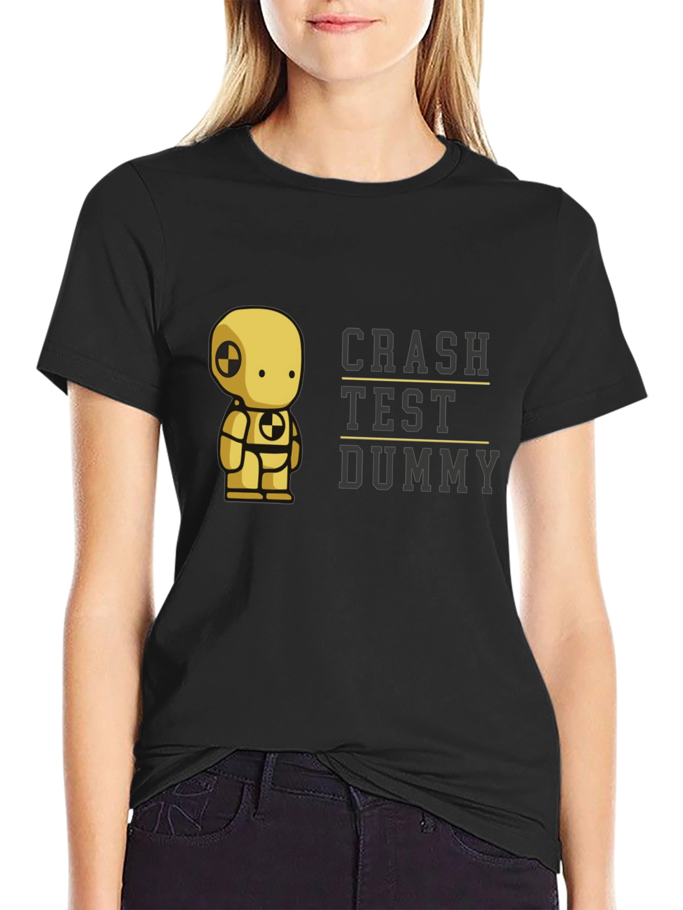 Crash Test Dummy Graphic Tee - Black Cotton T-Shirt