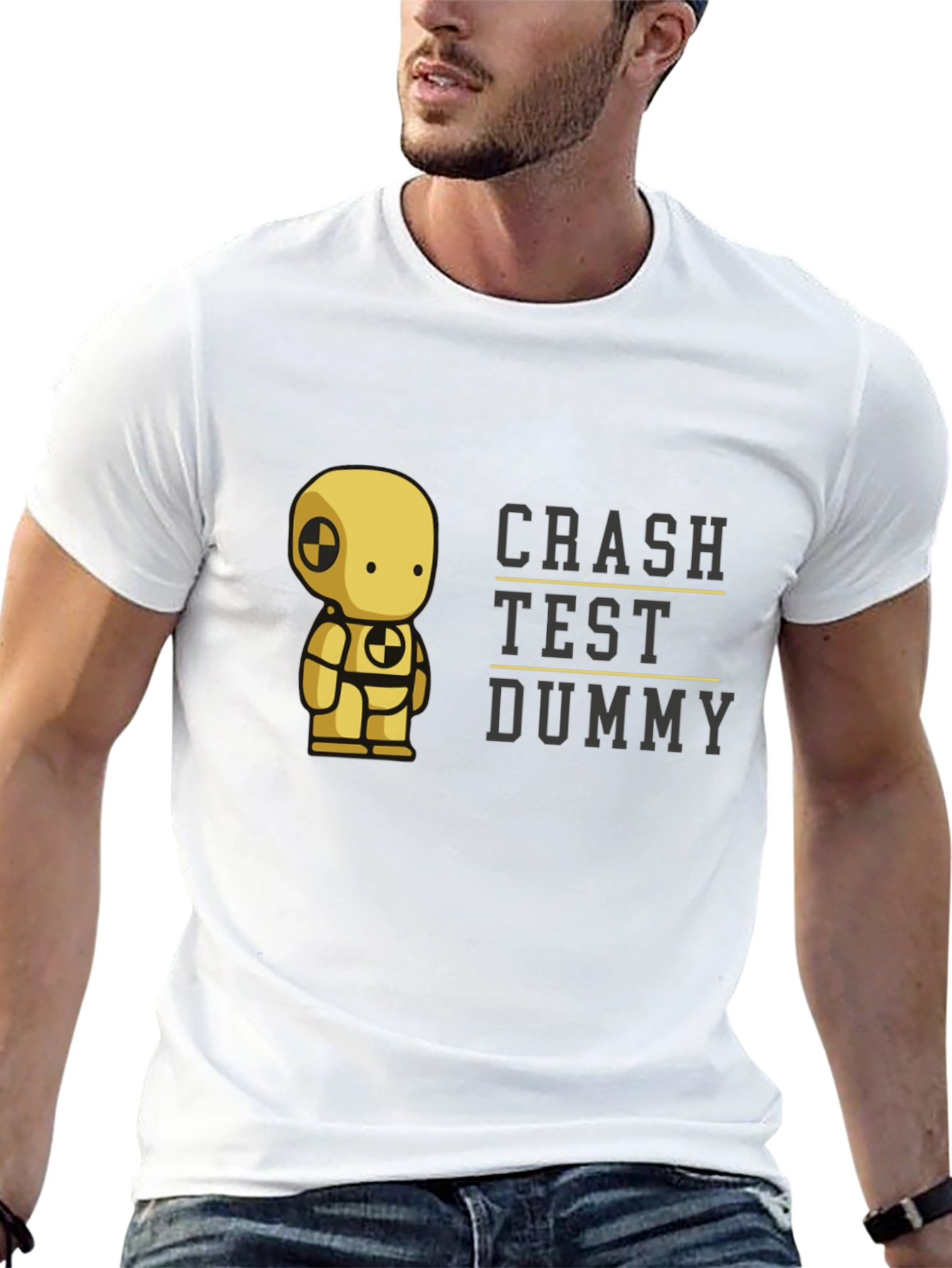 Crash Test Dummy Graphic Tee - Black Cotton T-Shirt