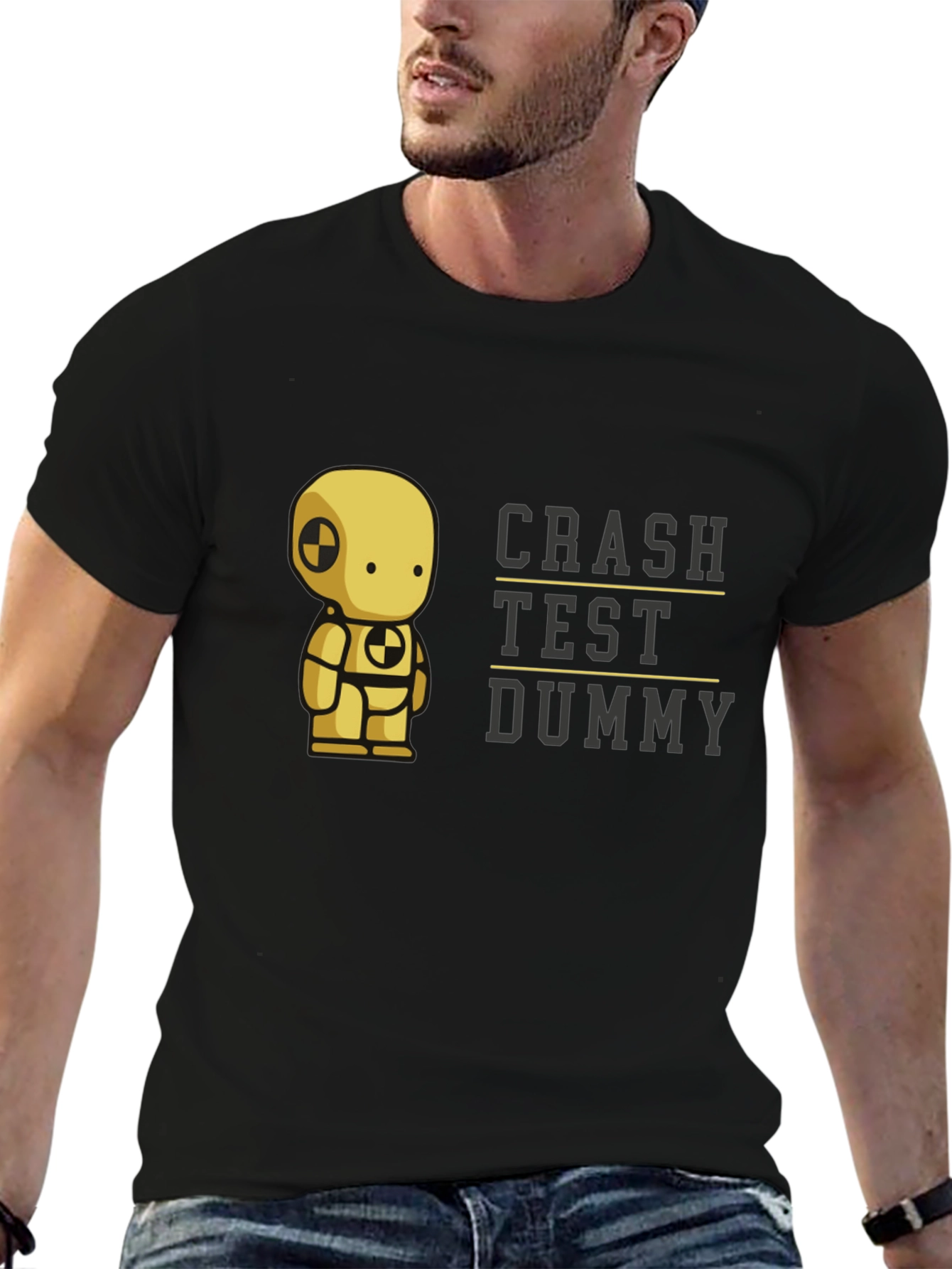 Crash Test Dummy Graphic Tee - Black Cotton T-Shirt