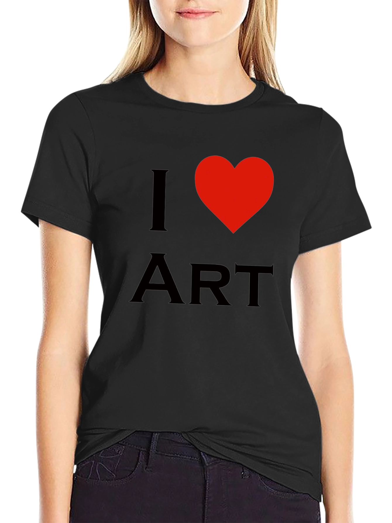 I Heart Art Black Cotton T-Shirt