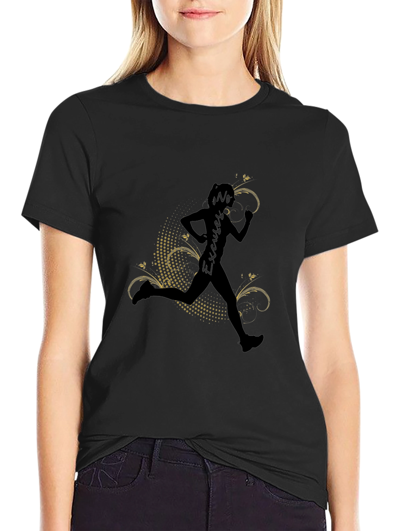 No Excuses Running Silhouette Black T-Shirt