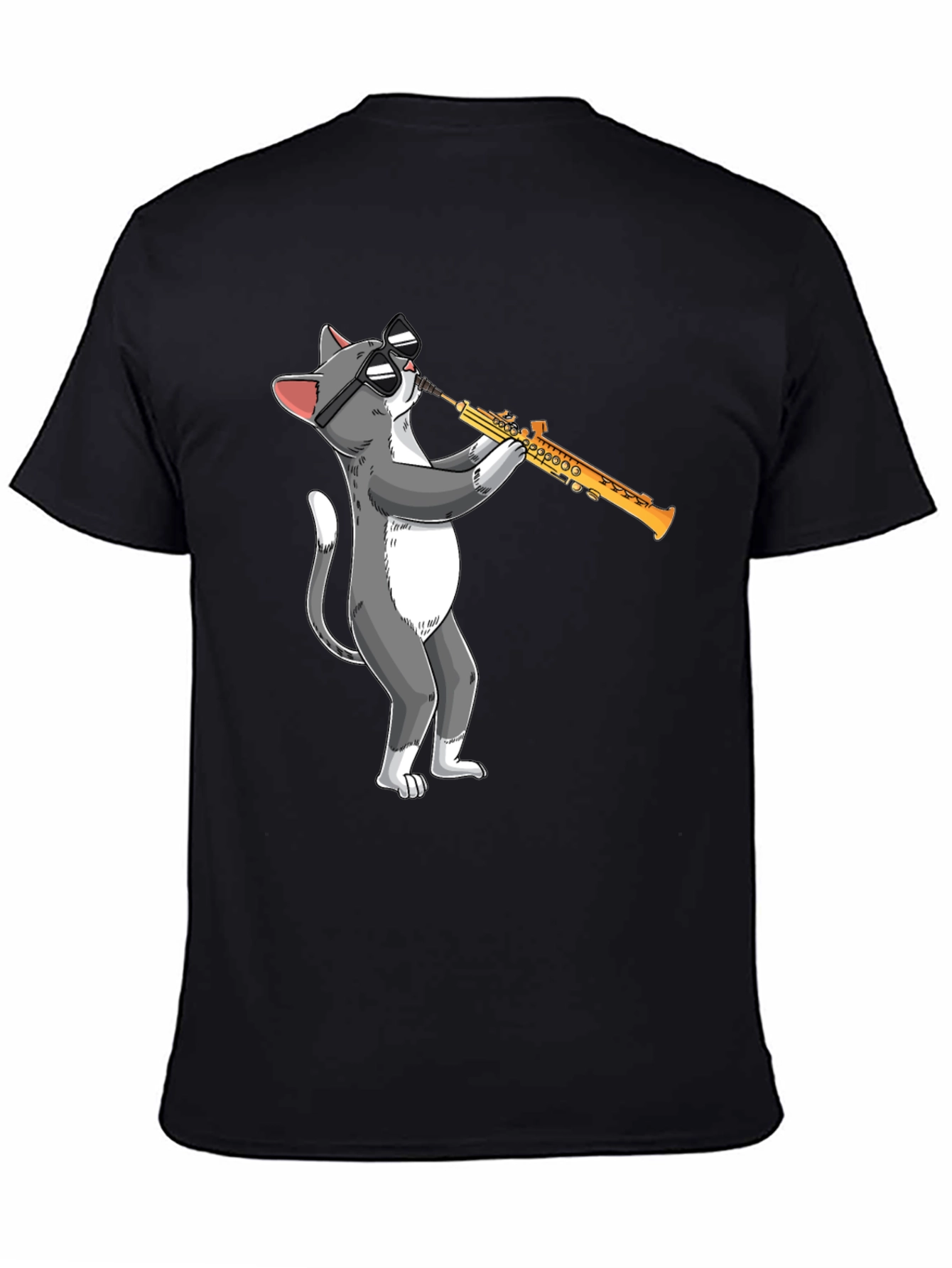 Cool Cat Saxophone T-Shirt - Playful Graphic Tee