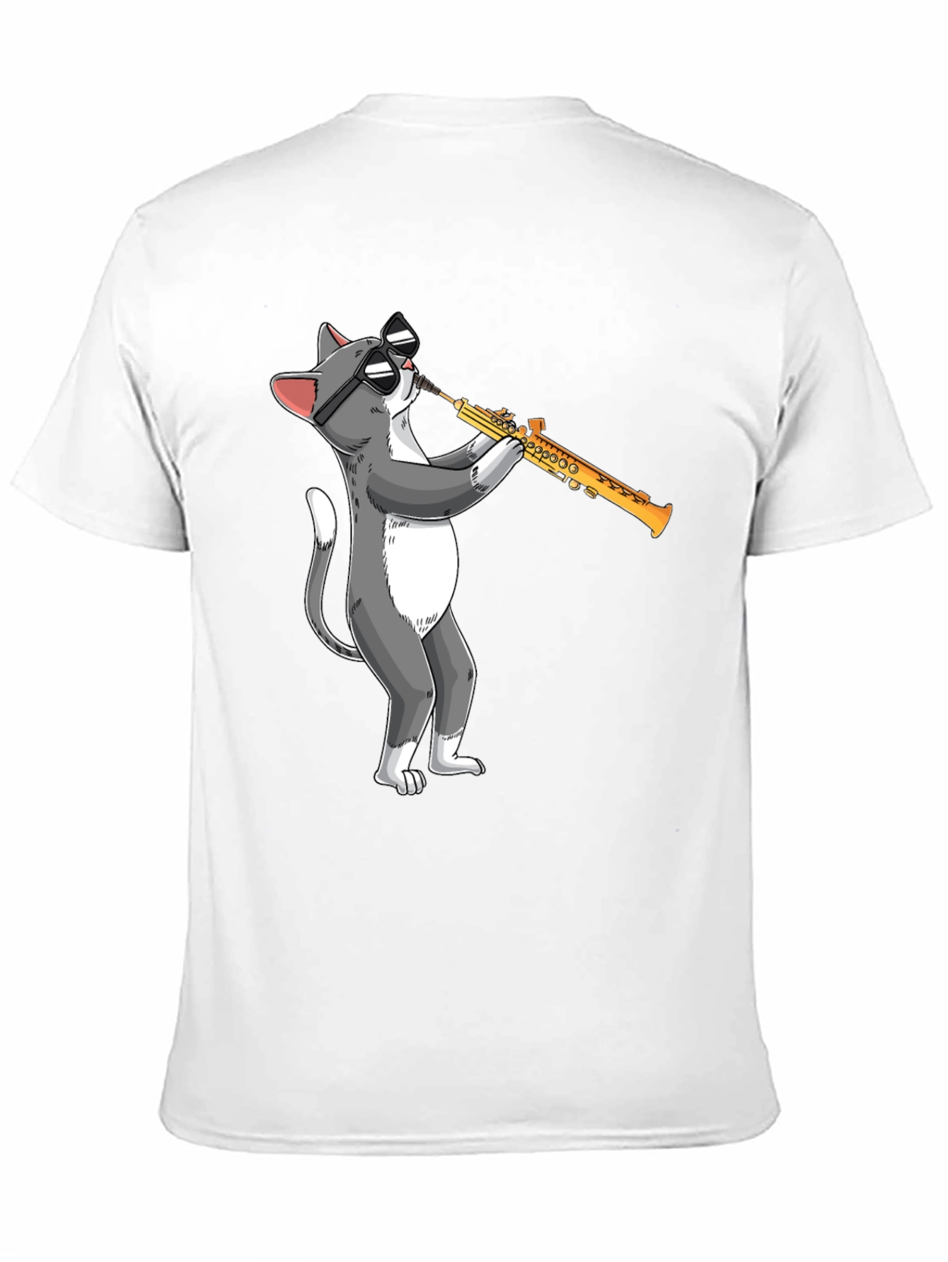 Cool Cat Saxophone T-Shirt - Playful Graphic Tee