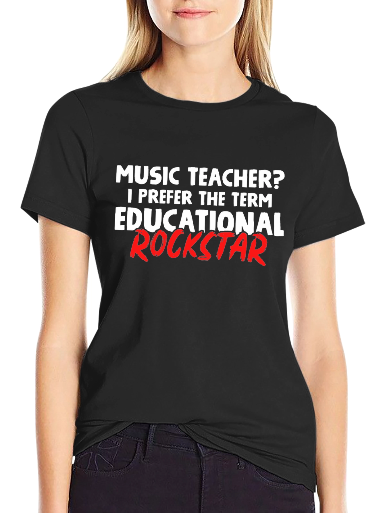 Music Teacher Educational Rockstar Black T-Shirt
