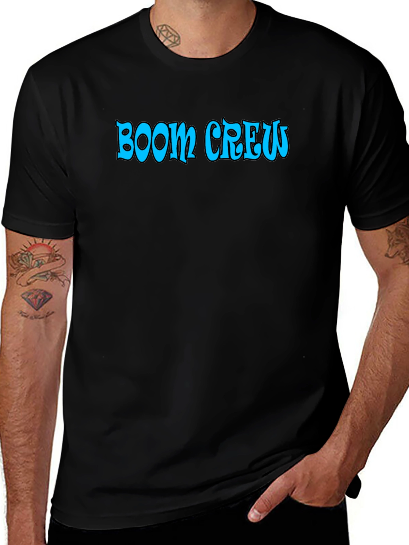 Boom Crew Black Cotton Graphic Tee