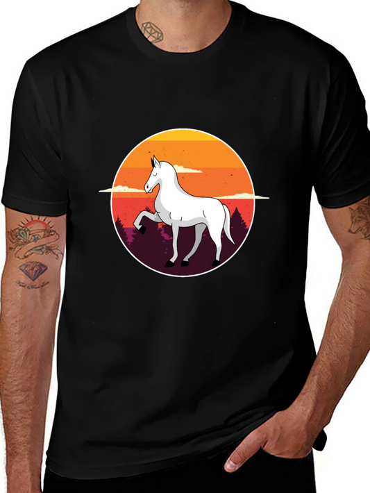 Unicorn Sunset Graphic Tee - Stylish Black T-Shirt