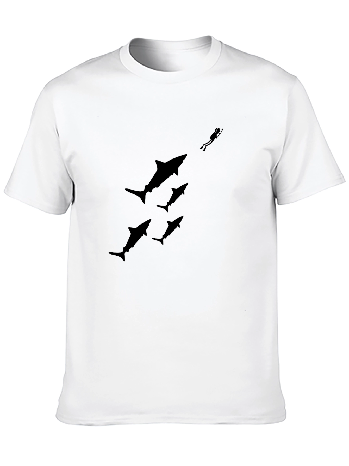 Shark Dive Black Graphic Tee - Dive In Style!