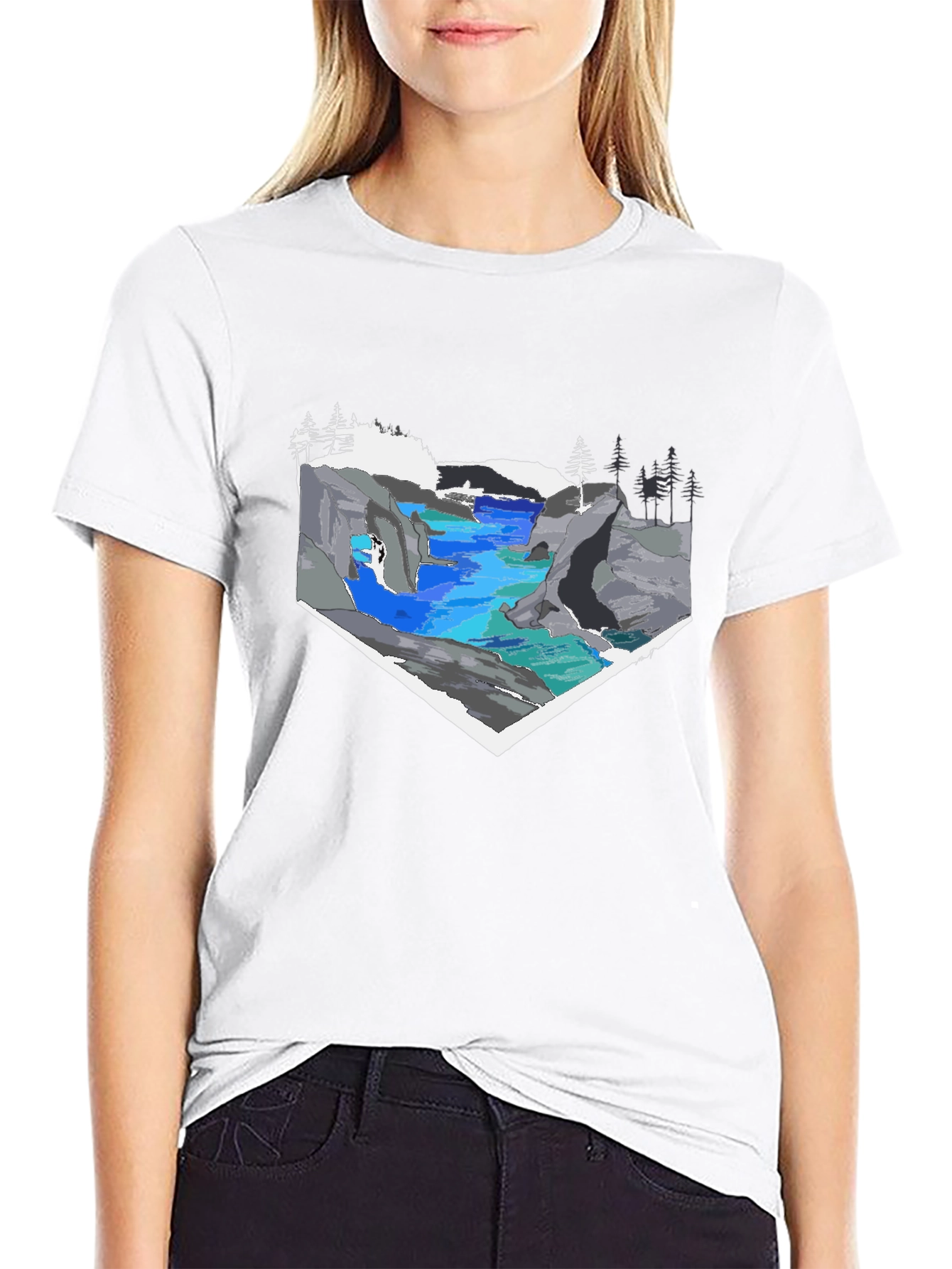 Scenic River Graphic Tee - Black