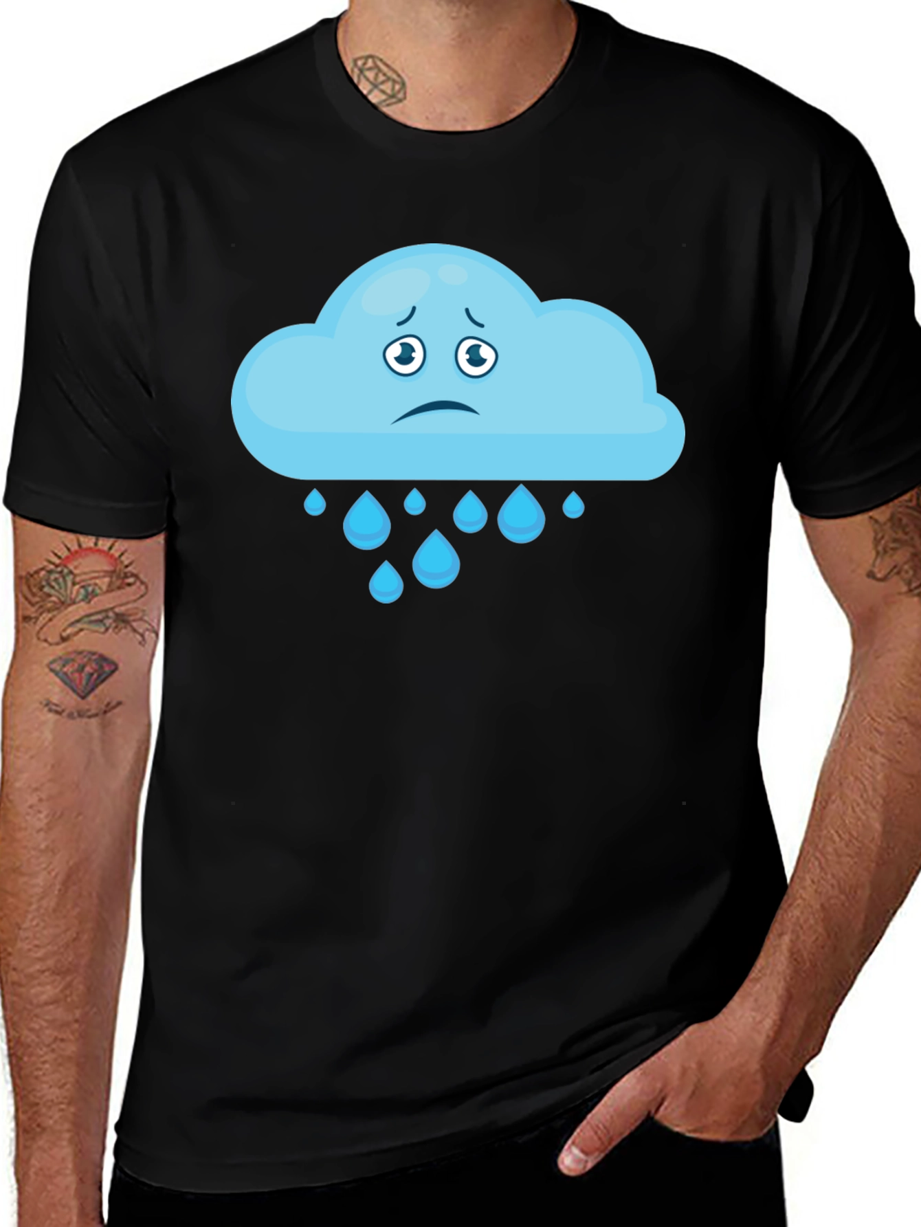 Sad Cloud T-Shirt - Black Cotton Tee