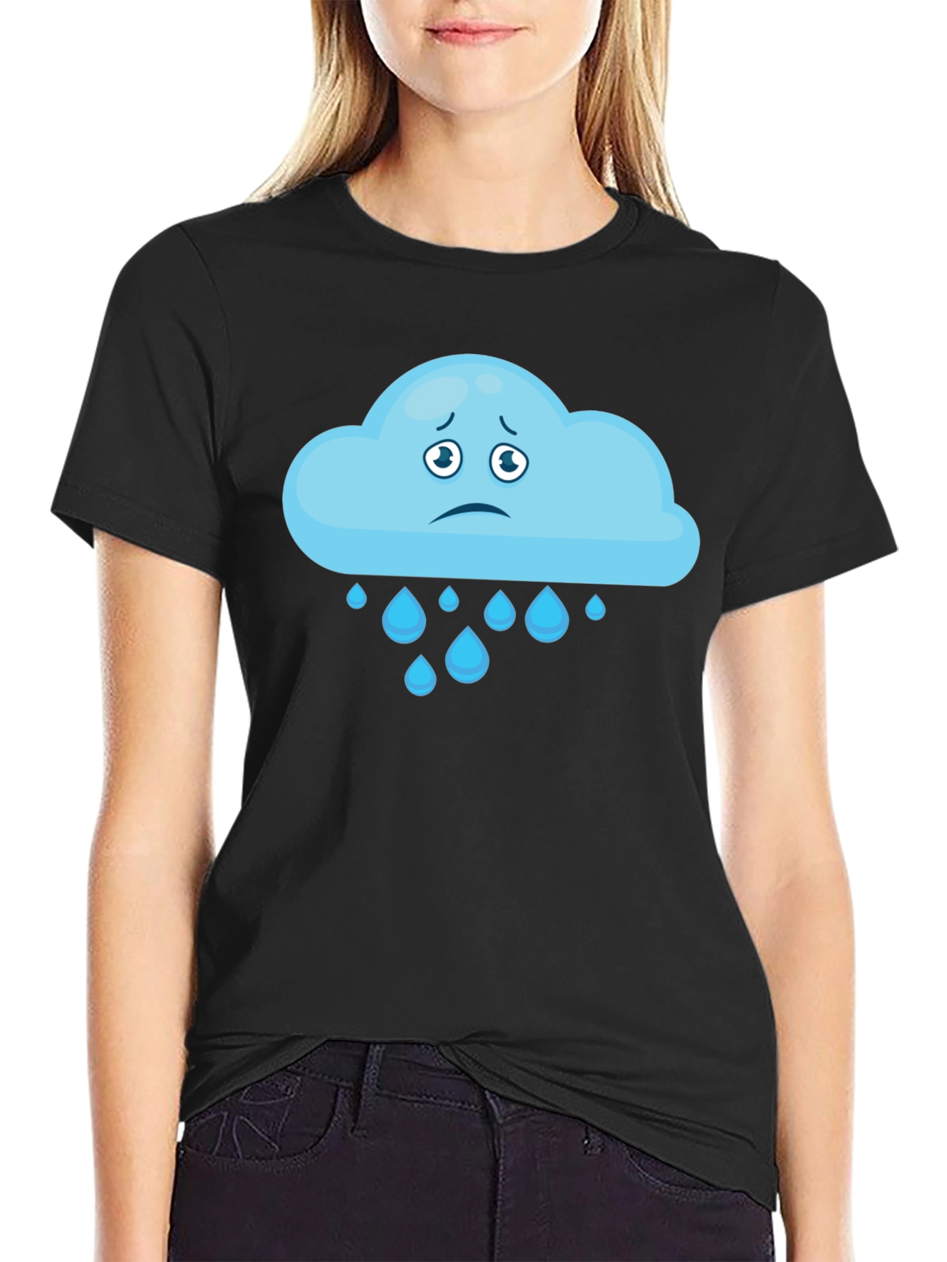 Sad Cloud T-Shirt - Black Cotton Tee