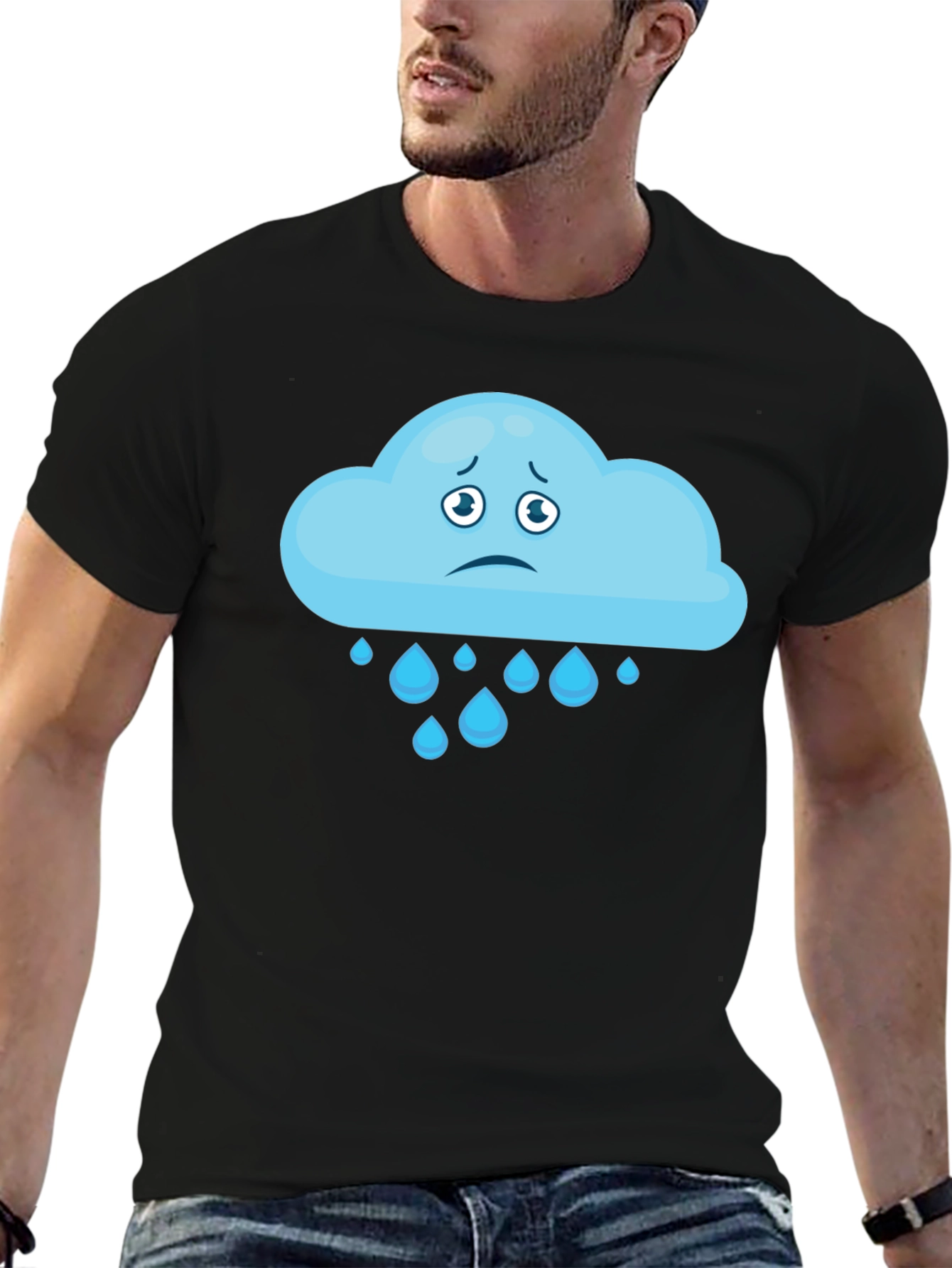 Sad Cloud T-Shirt - Black Cotton Tee