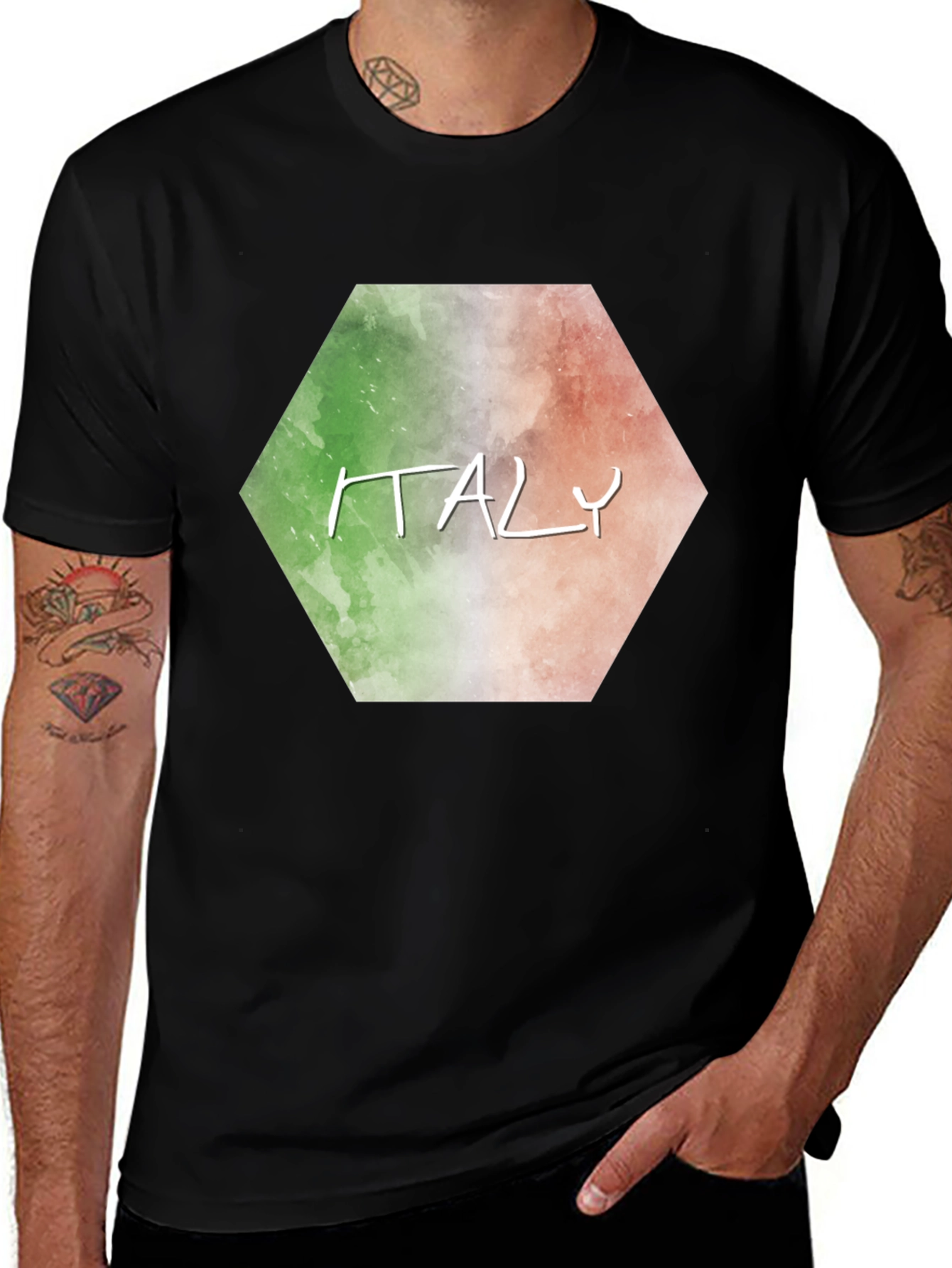 Italy Flag Graphic T-Shirt - Black Tee