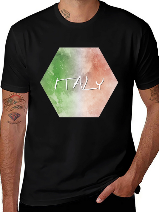 Italy Flag Graphic T-Shirt - Black Tee