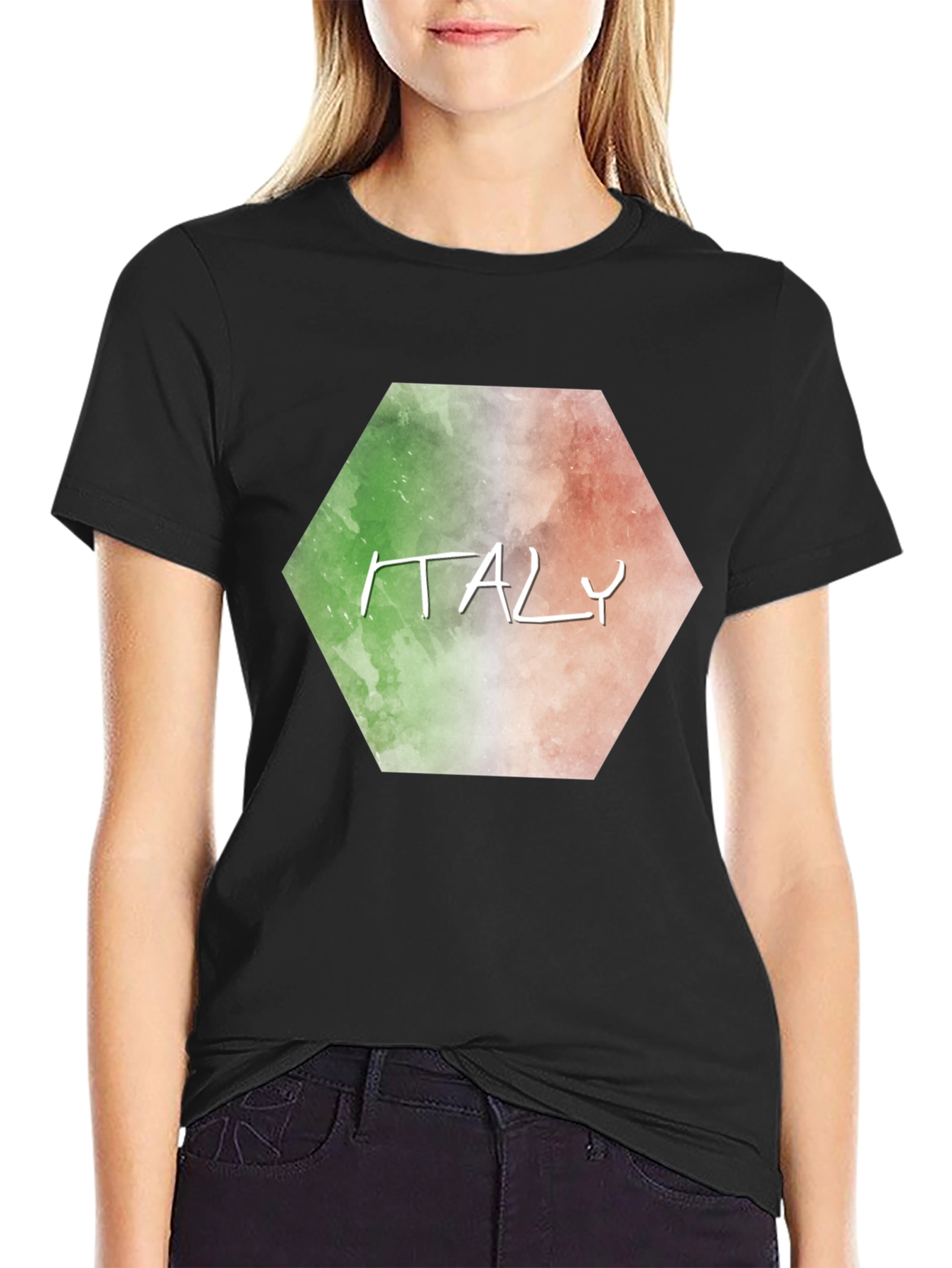 Italy Flag Graphic T-Shirt - Black Tee