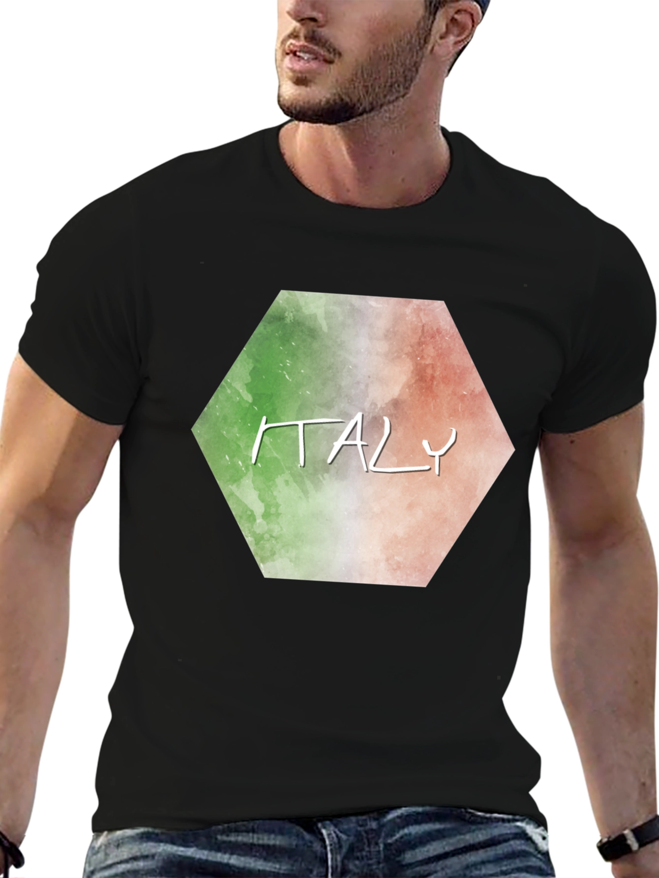 Italy Flag Graphic T-Shirt - Black Tee