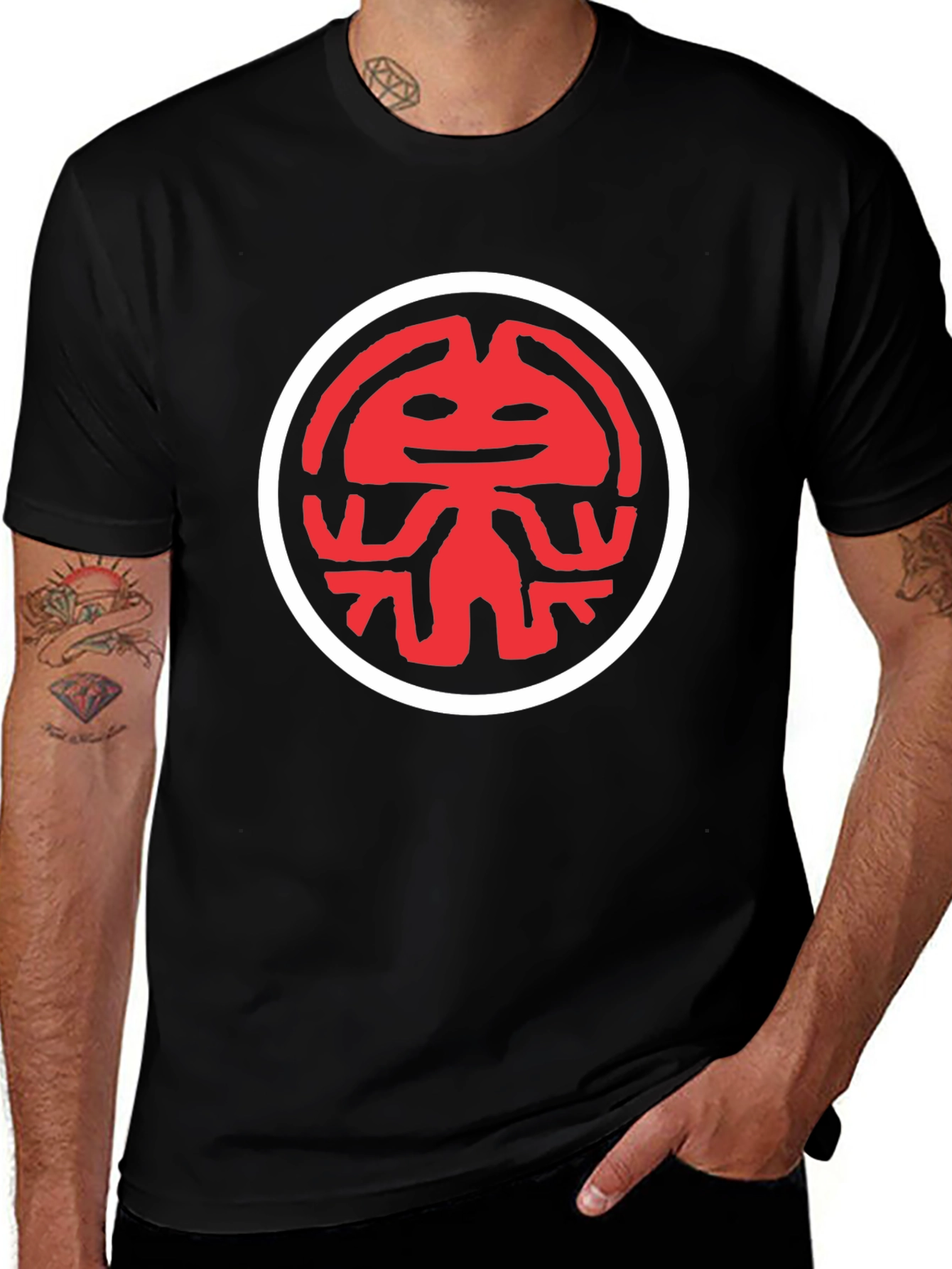 Red Kokopelli Graphic Black T-Shirt