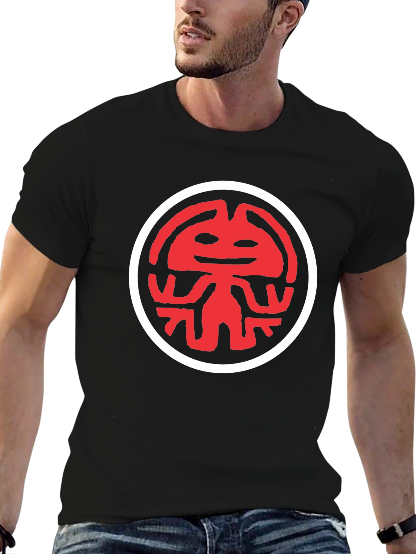 Red Kokopelli Graphic Black T-Shirt