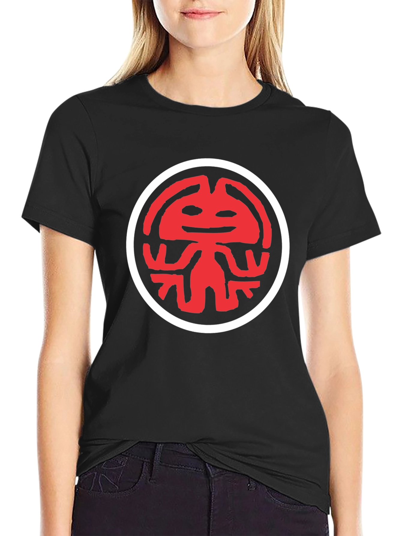 Red Kokopelli Graphic Black T-Shirt