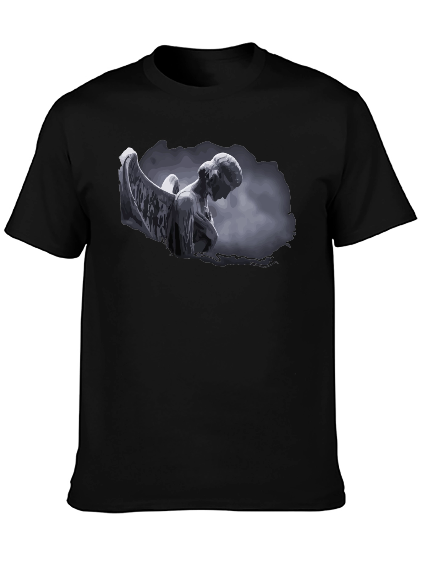 Angel Statue Graphic T-Shirt - Dark Aesthetic Style