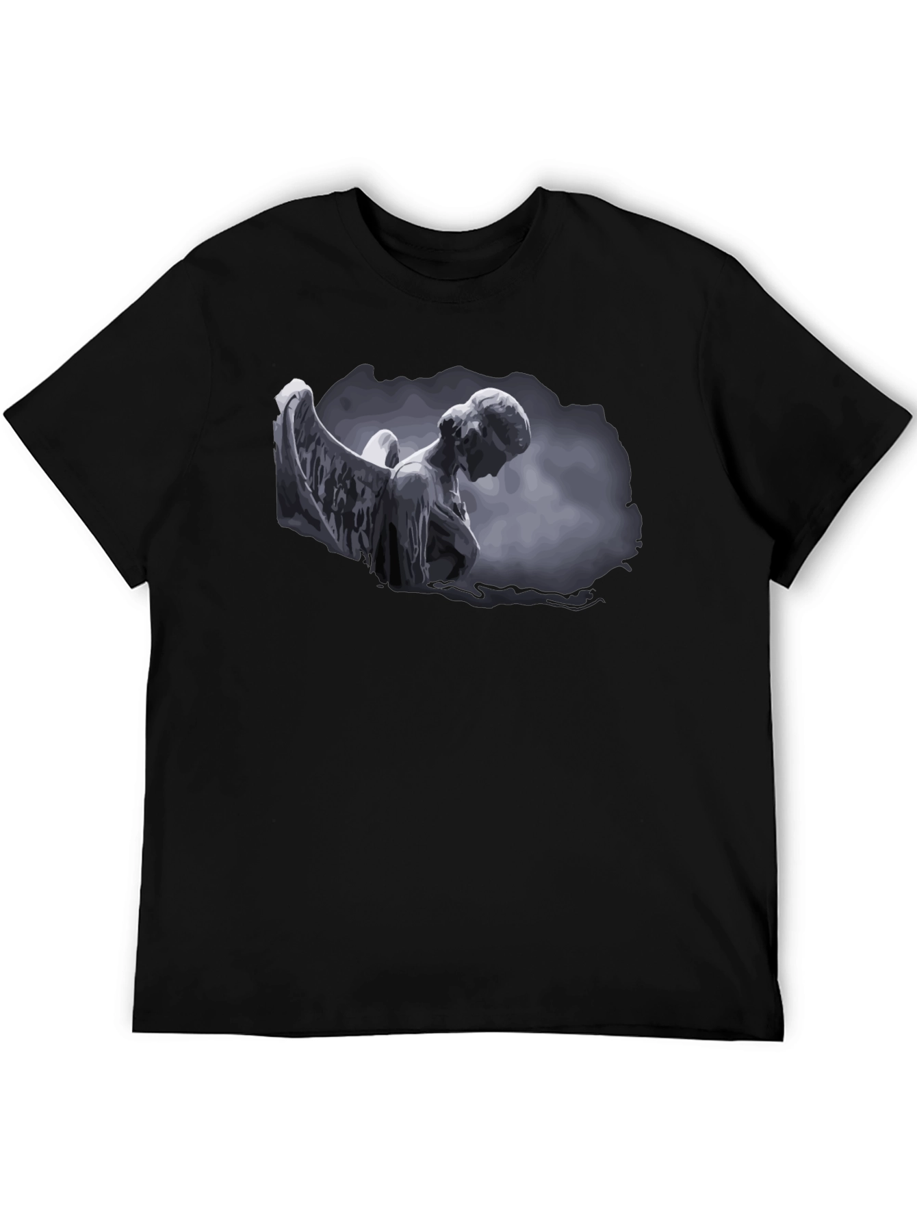 Angel Statue Graphic T-Shirt - Dark Aesthetic Style