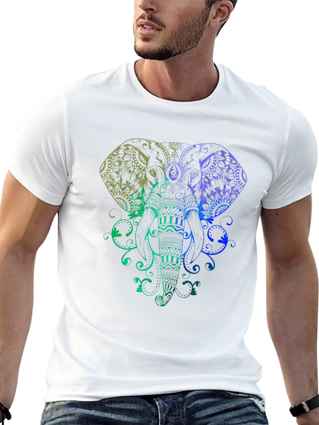 Elephant Mandala Graphic Tee - Stylish Mens Black T-Shirt