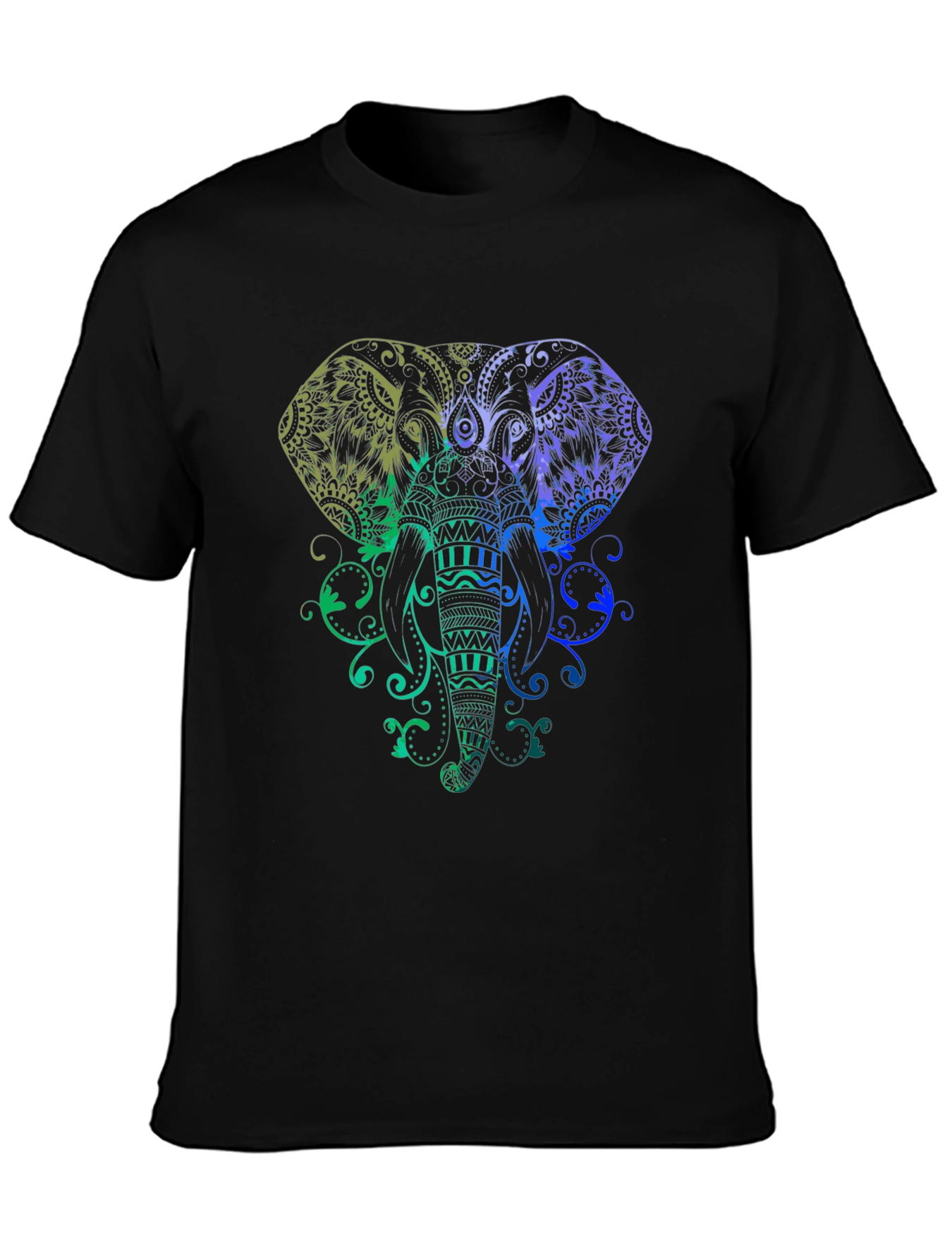 Elephant Mandala Graphic Tee - Stylish Mens Black T-Shirt