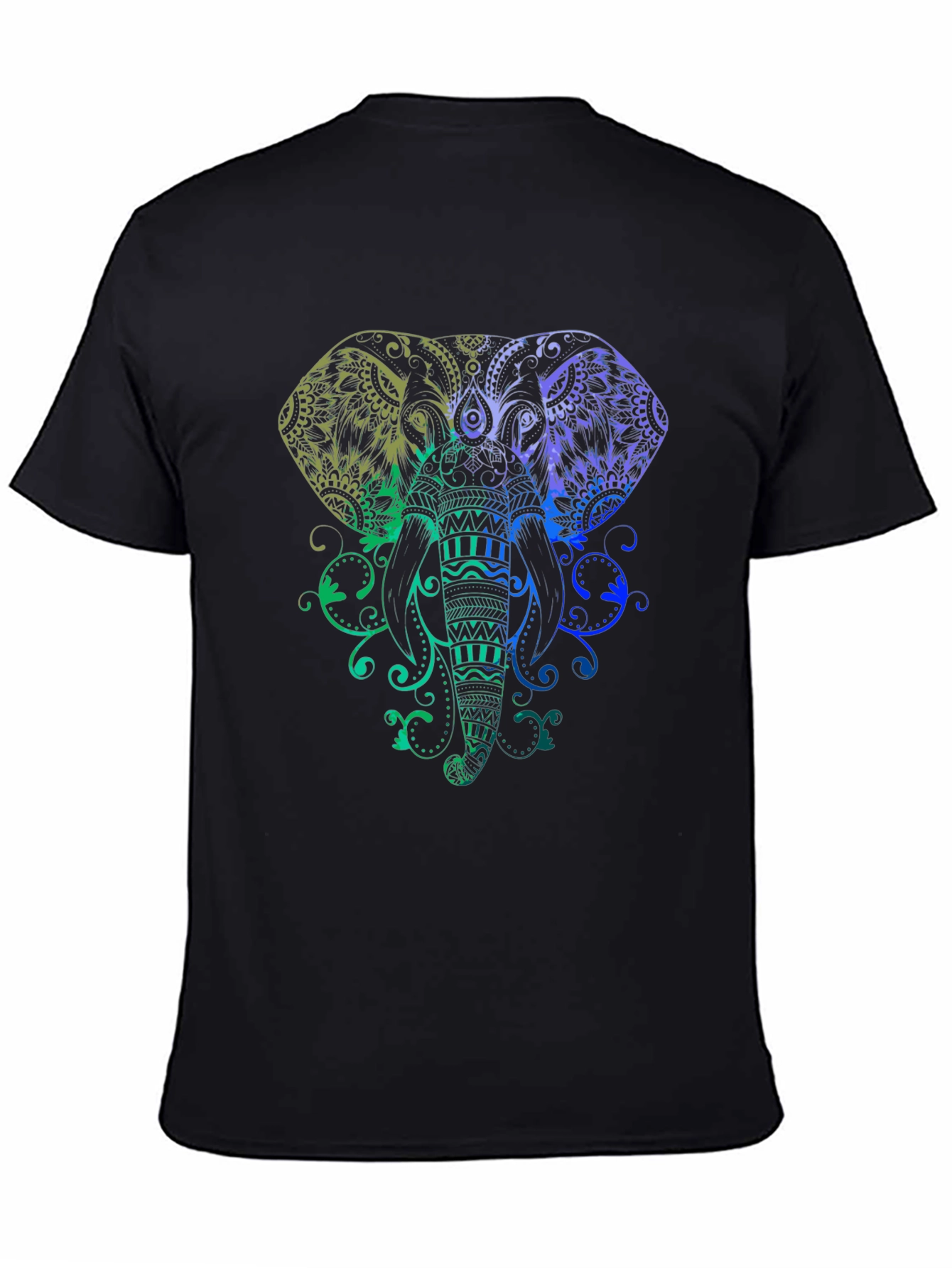 Elephant Mandala Graphic Tee - Stylish Mens Black T-Shirt