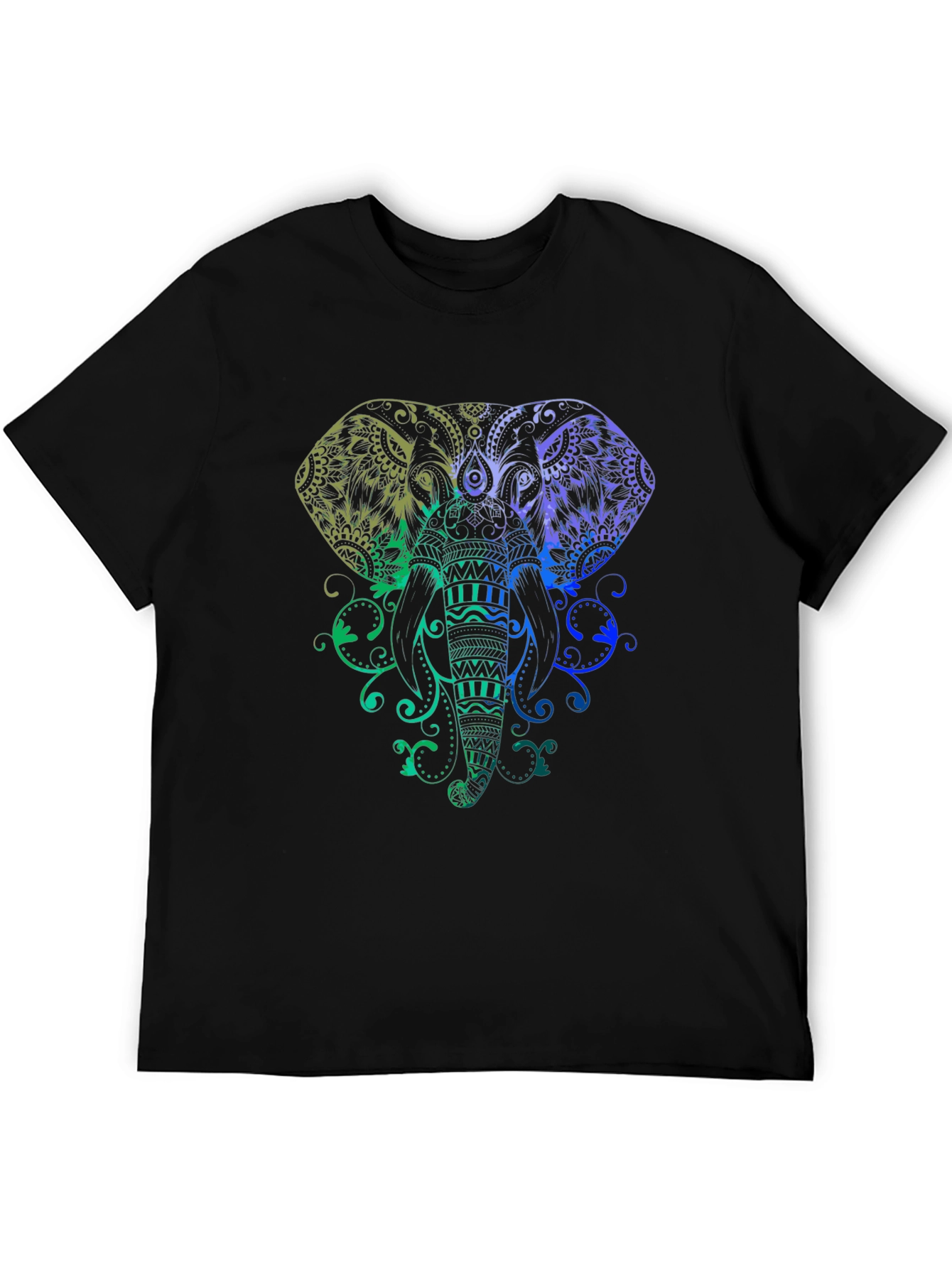 Elephant Mandala Graphic Tee - Stylish Mens Black T-Shirt