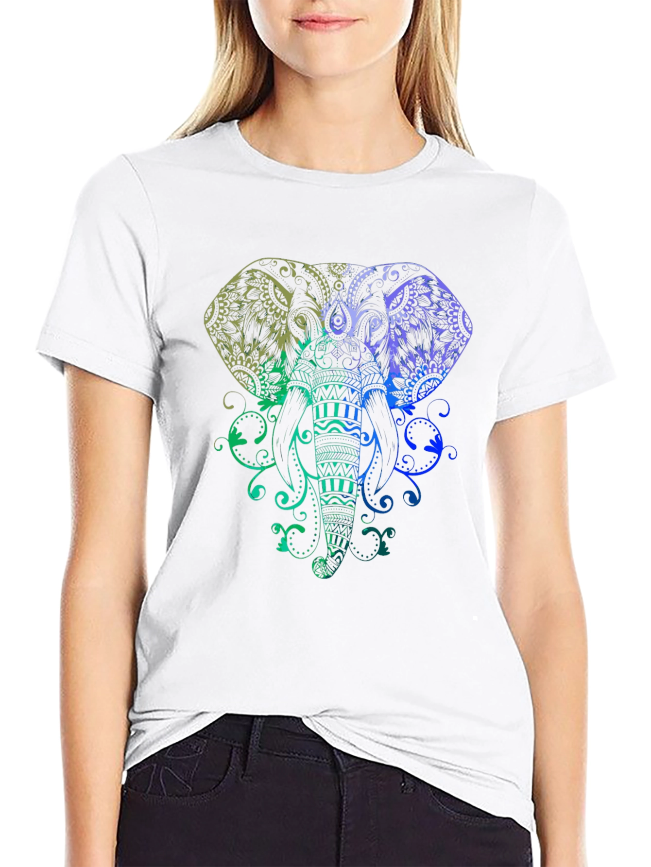 Elephant Mandala Graphic Tee - Stylish Mens Black T-Shirt